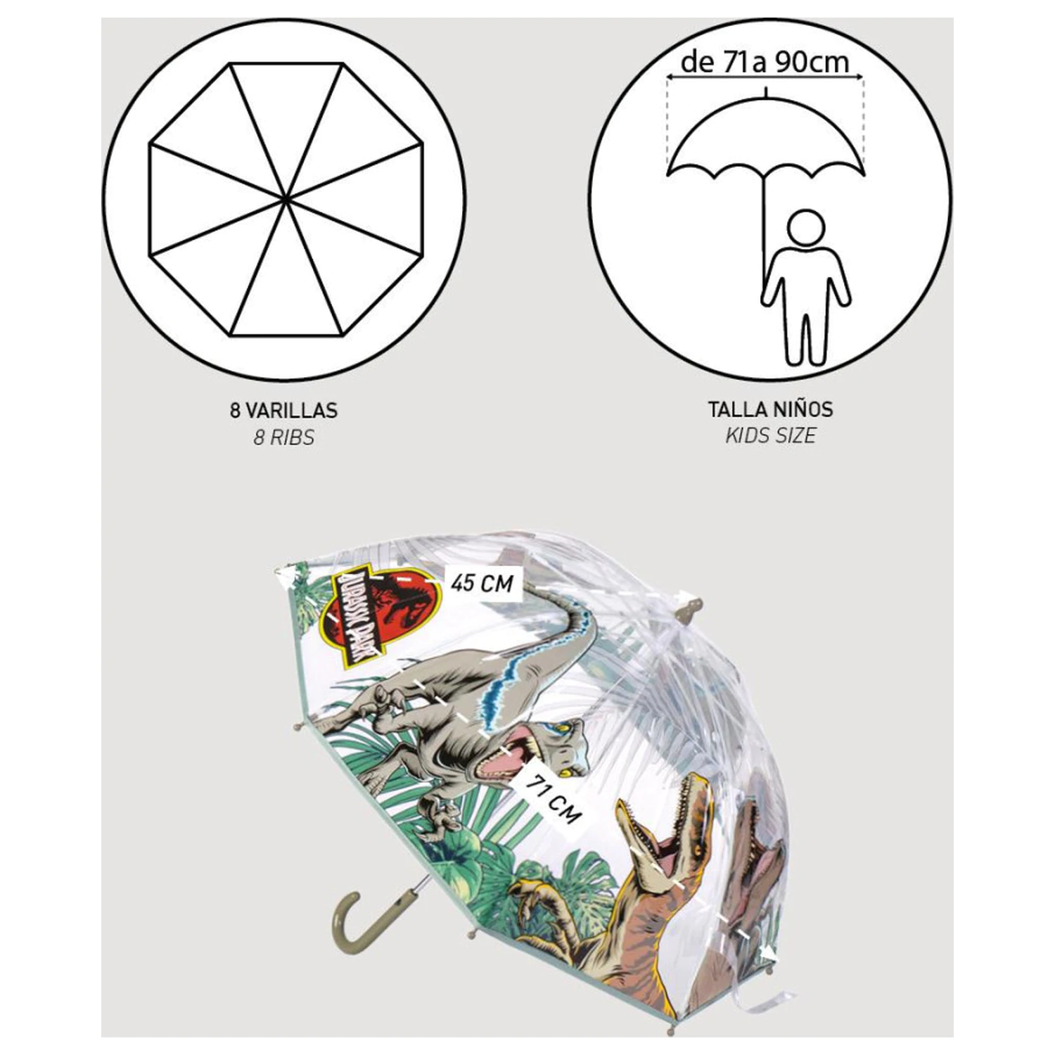Jurassic Park Attack Umbrela transparenta pentru copii Ø71 cm poza produsului