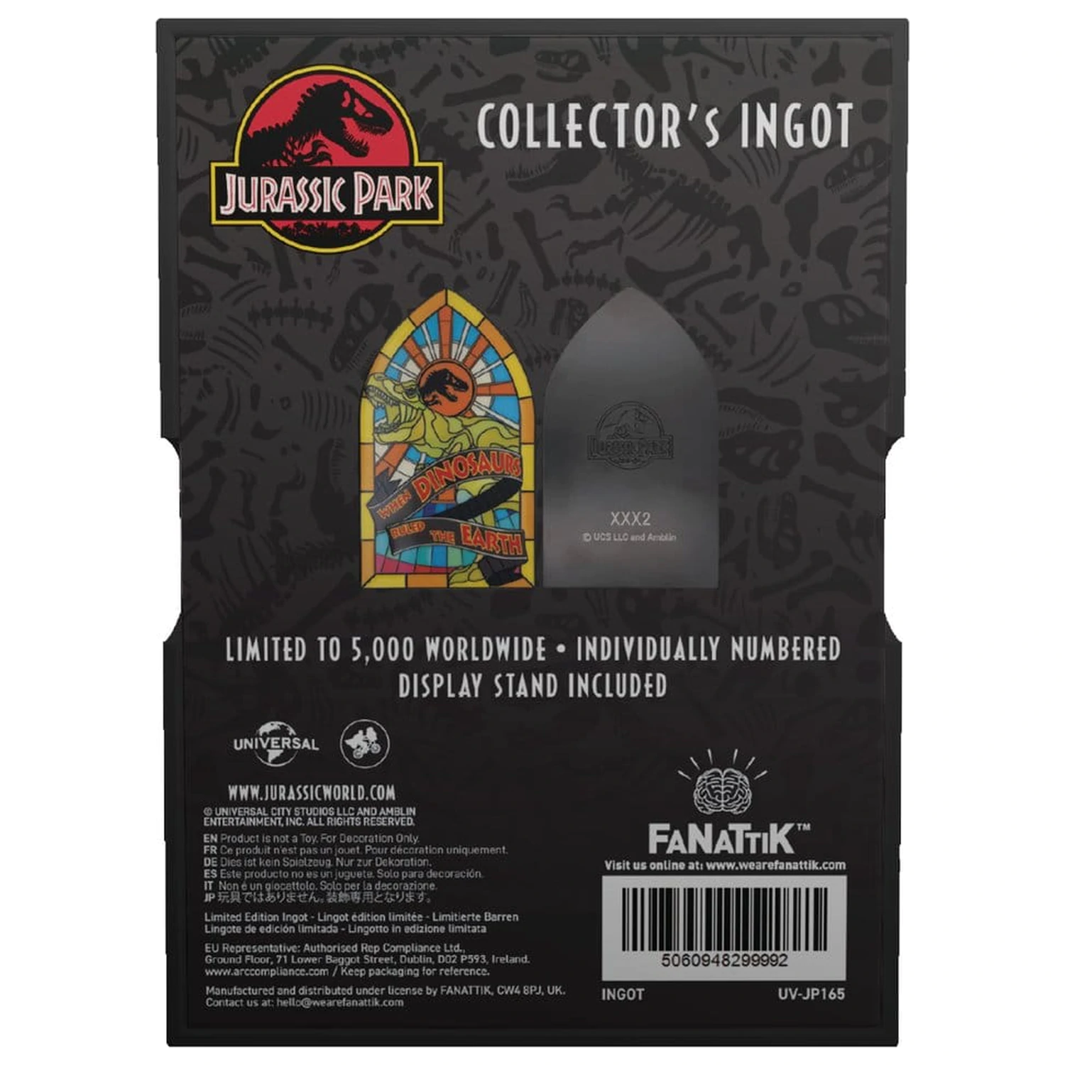 Jurassic Park Ingot Stained Glass Style Metal 11 cm poza produsului