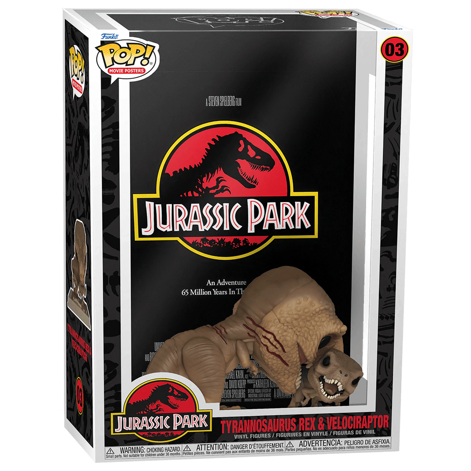 Jurassic Park POP! Poster Film & Figurina Tyrannosaurus Rex & Velociraptor 9 cm poza produsului