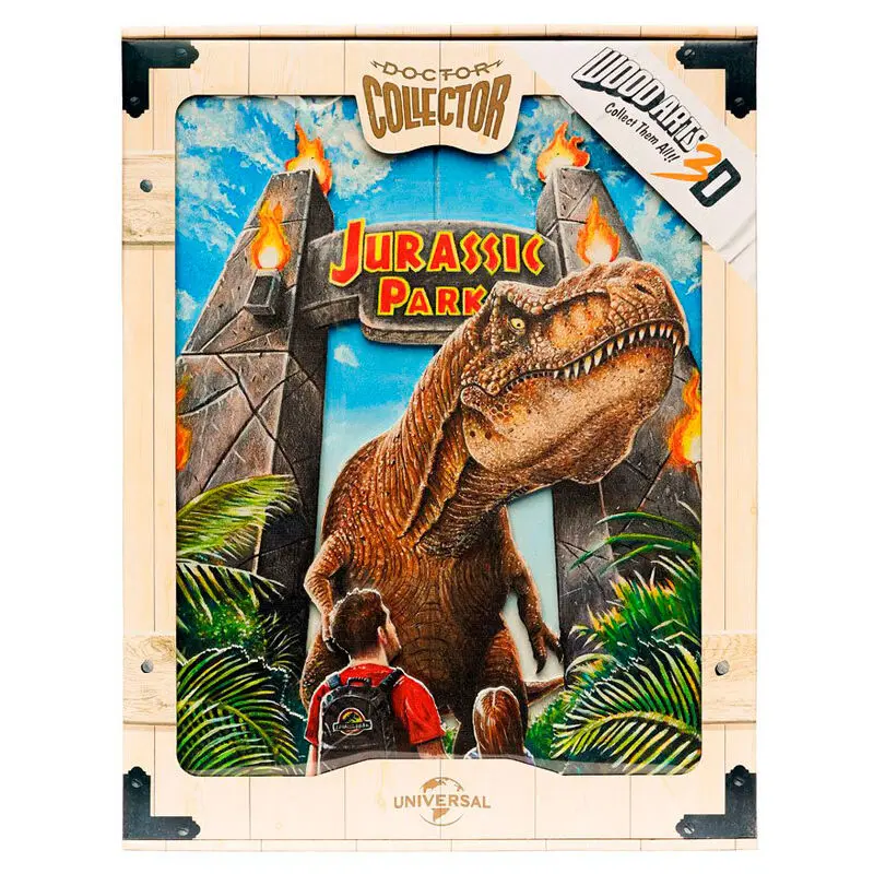 Jurassic Park WoodArts 3D Wooden Wall Art Rex Attack 30 x 40 cm poza produsului