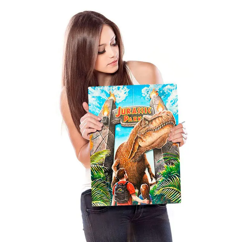 Jurassic Park WoodArts 3D Wooden Wall Art Rex Attack 30 x 40 cm poza produsului
