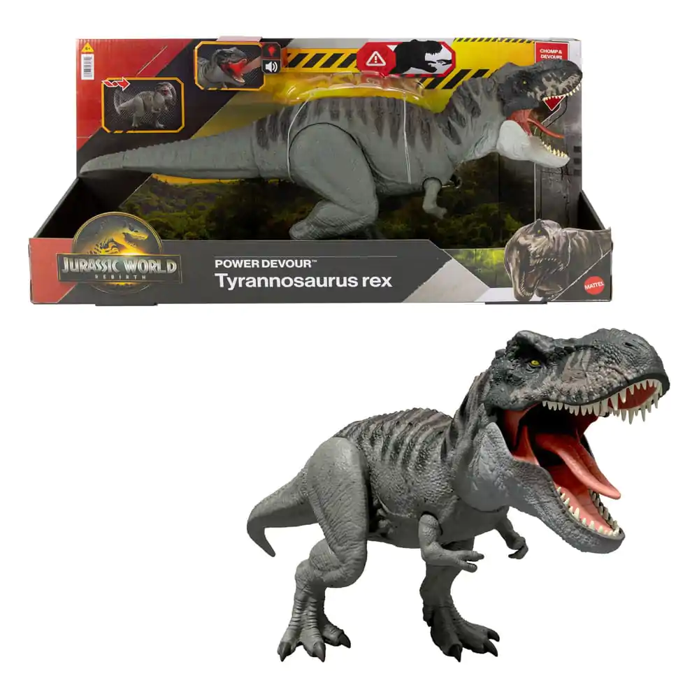 Jurassic World Rebirth Figurina de Acțiune cu Sunete Power Devour Tyrannosaurus Rex 21 cm poza produsului
