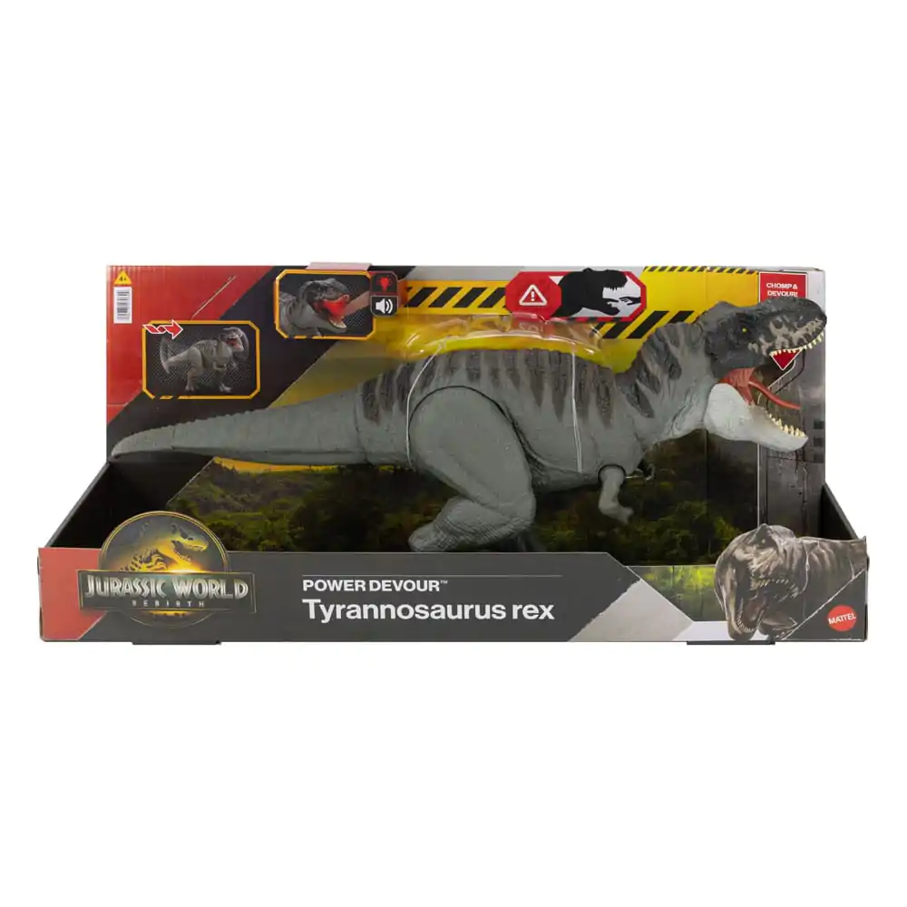 Jurassic World Rebirth Figurina de Acțiune cu Sunete Power Devour Tyrannosaurus Rex 21 cm poza produsului