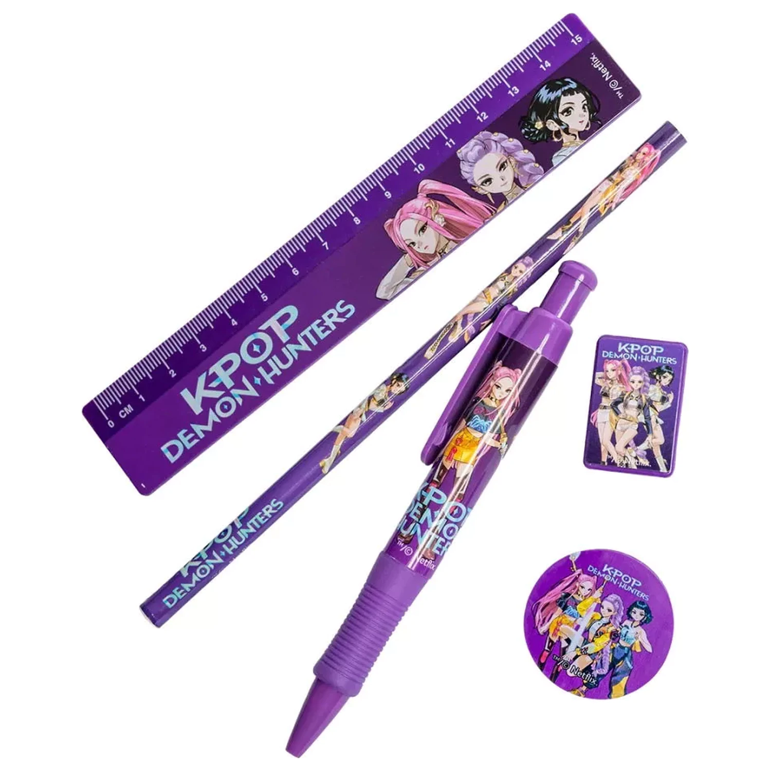 K-pop Demon Hunters Purple Set Papetarie 5 piese poza produsului