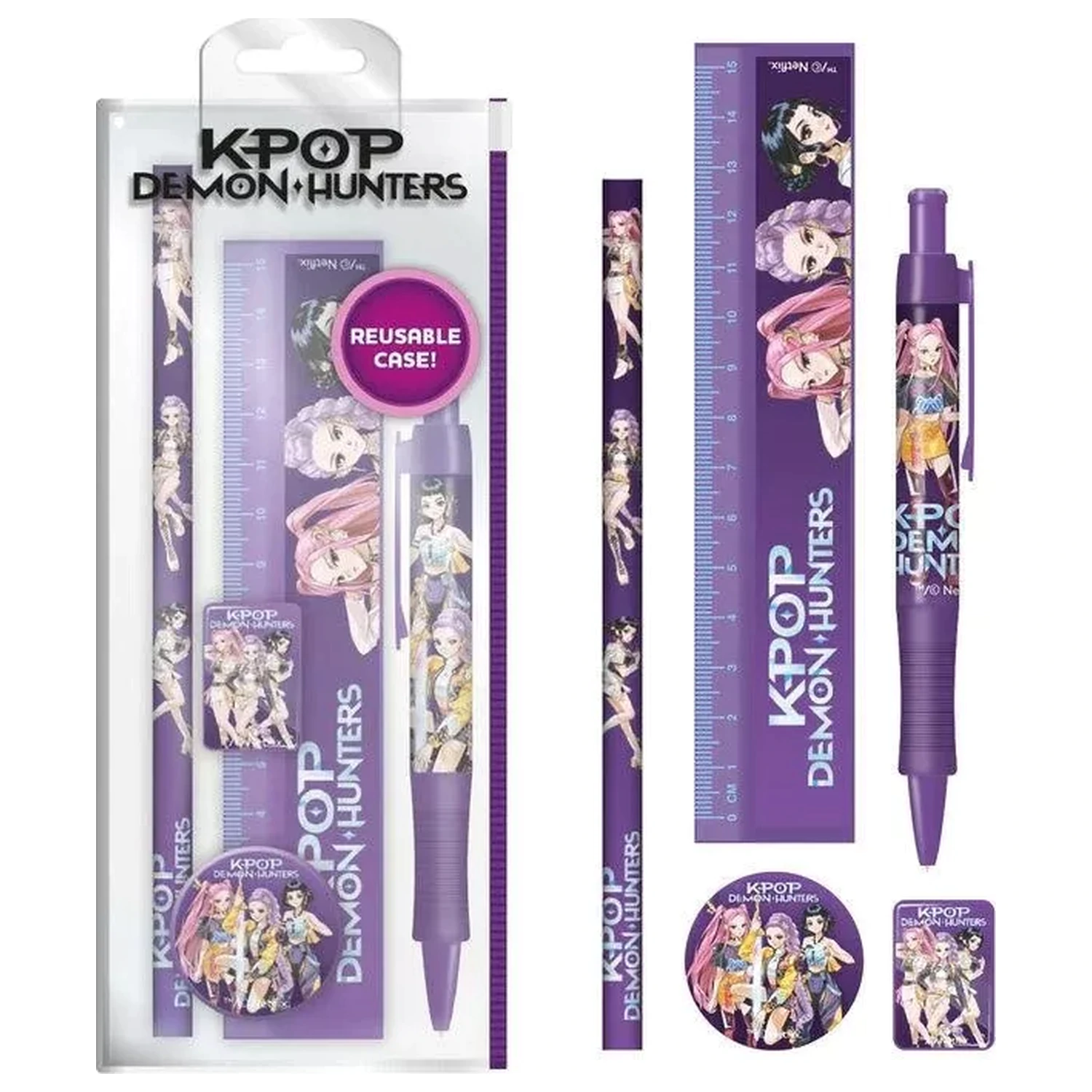 K-pop Demon Hunters Purple Set Papetarie 5 piese poza produsului