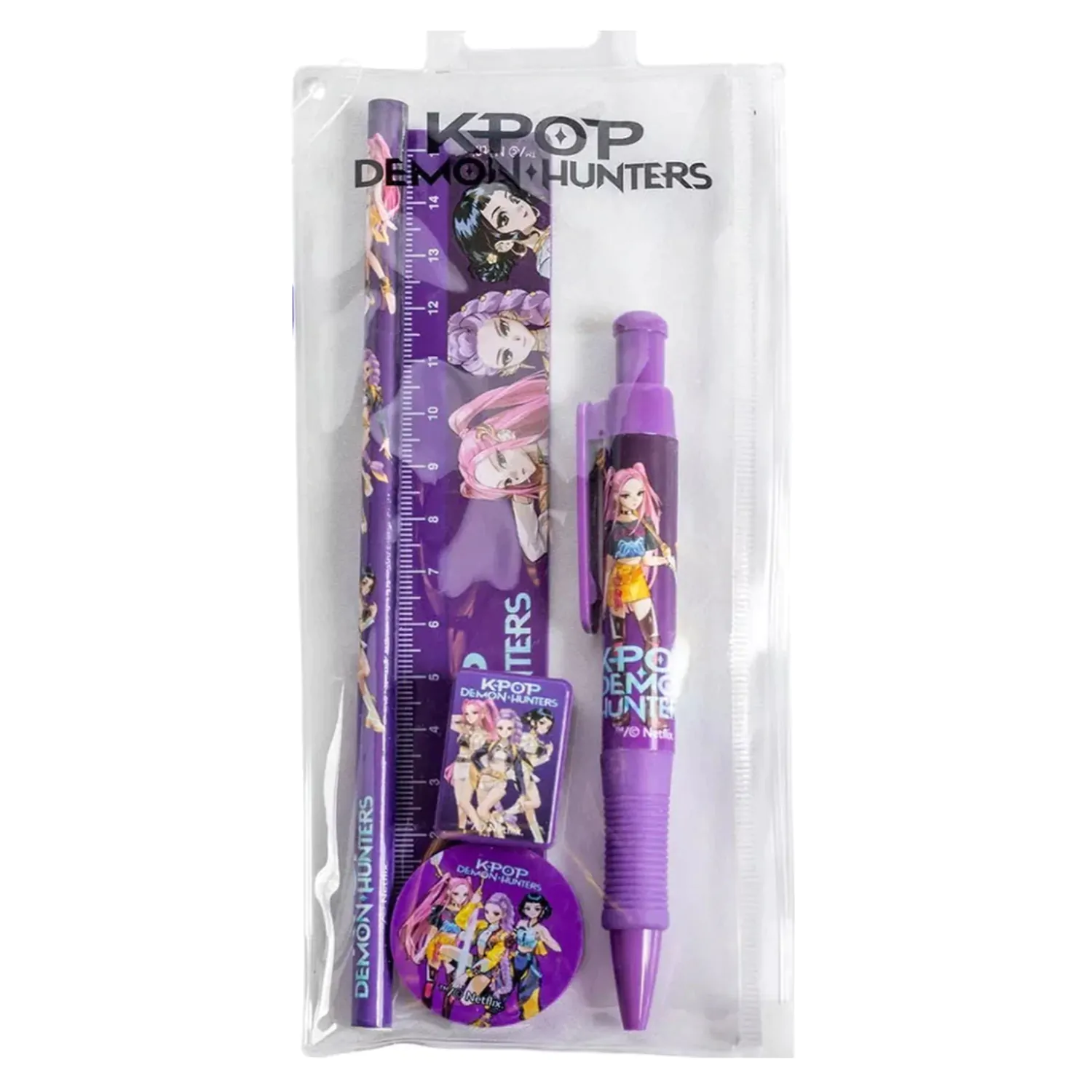 K-pop Demon Hunters Purple Set Papetarie 5 piese poza produsului