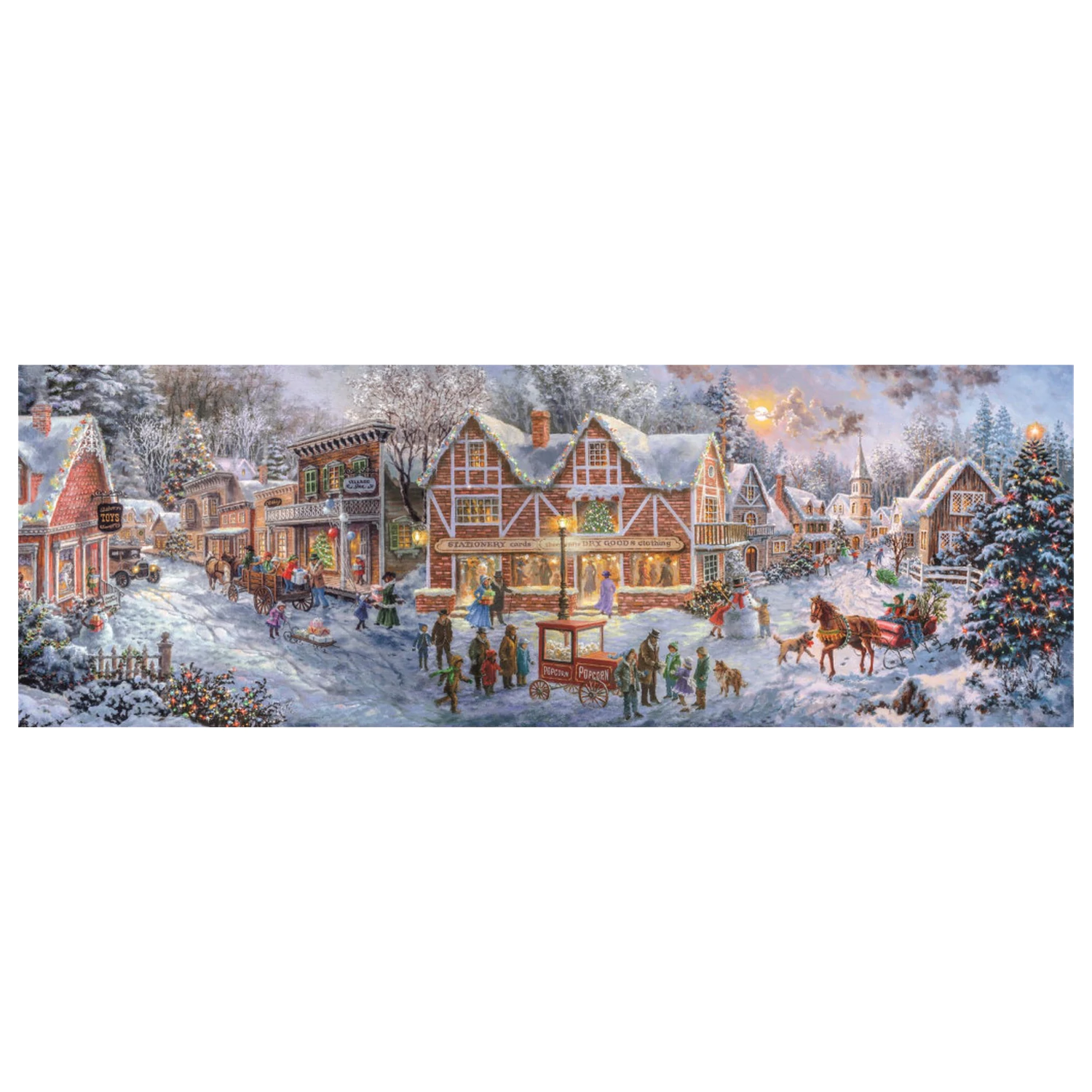 Christmas Village Getting Ready puzzle panoramic de 1000 de piese Clementoni poza produsului