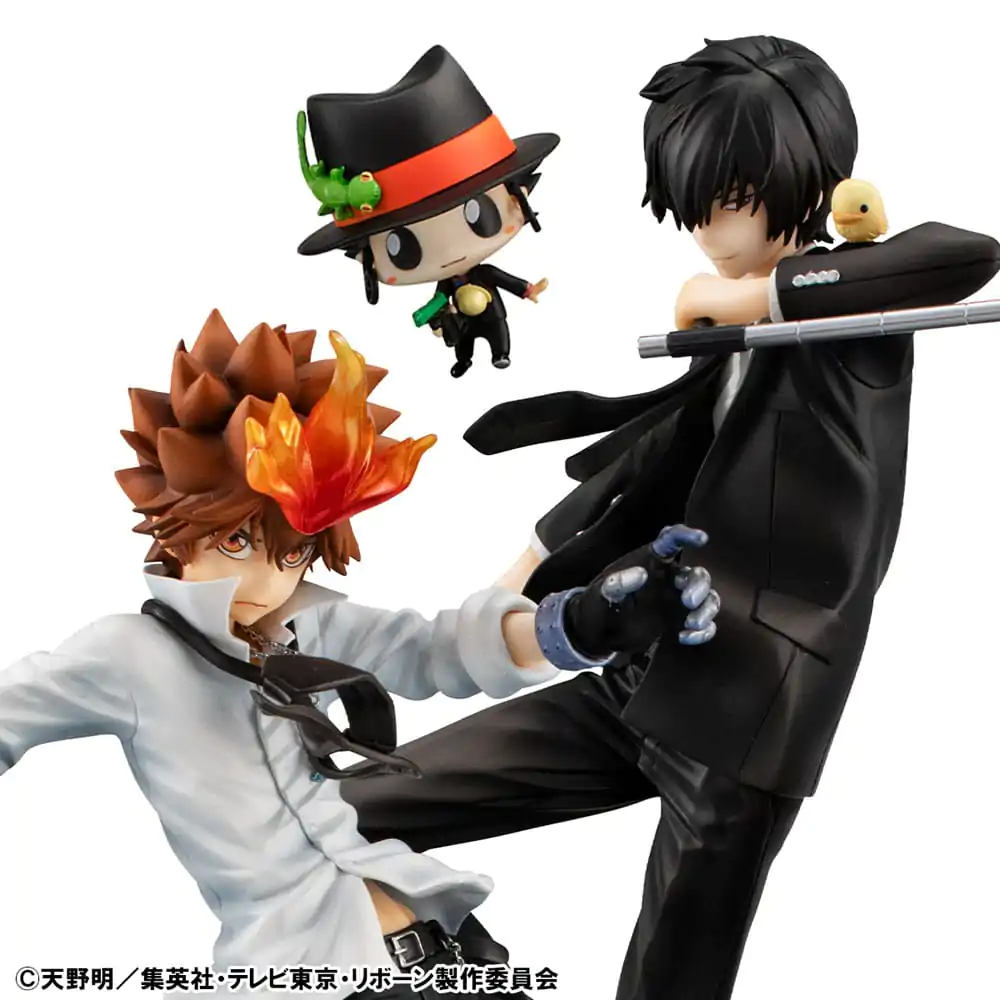 Katekyo Hitman Reborn! G.E.M. Series PVC Statuie Tsunayoshi Sawada & Kyoya Hibari & Reborn Set 21 cm poza produsului