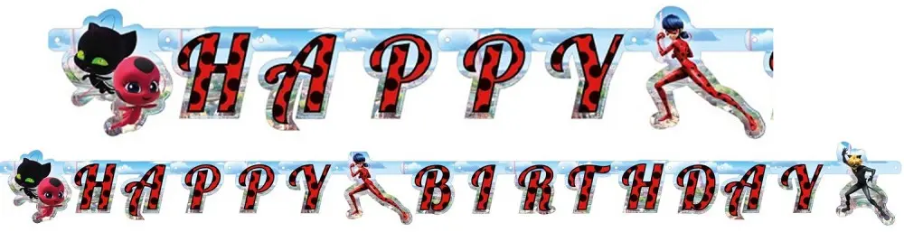 Miraculous: Tales of Ladybug & Cat Noir Adventures Happy Birthday Inscription 200 cm poza produsului