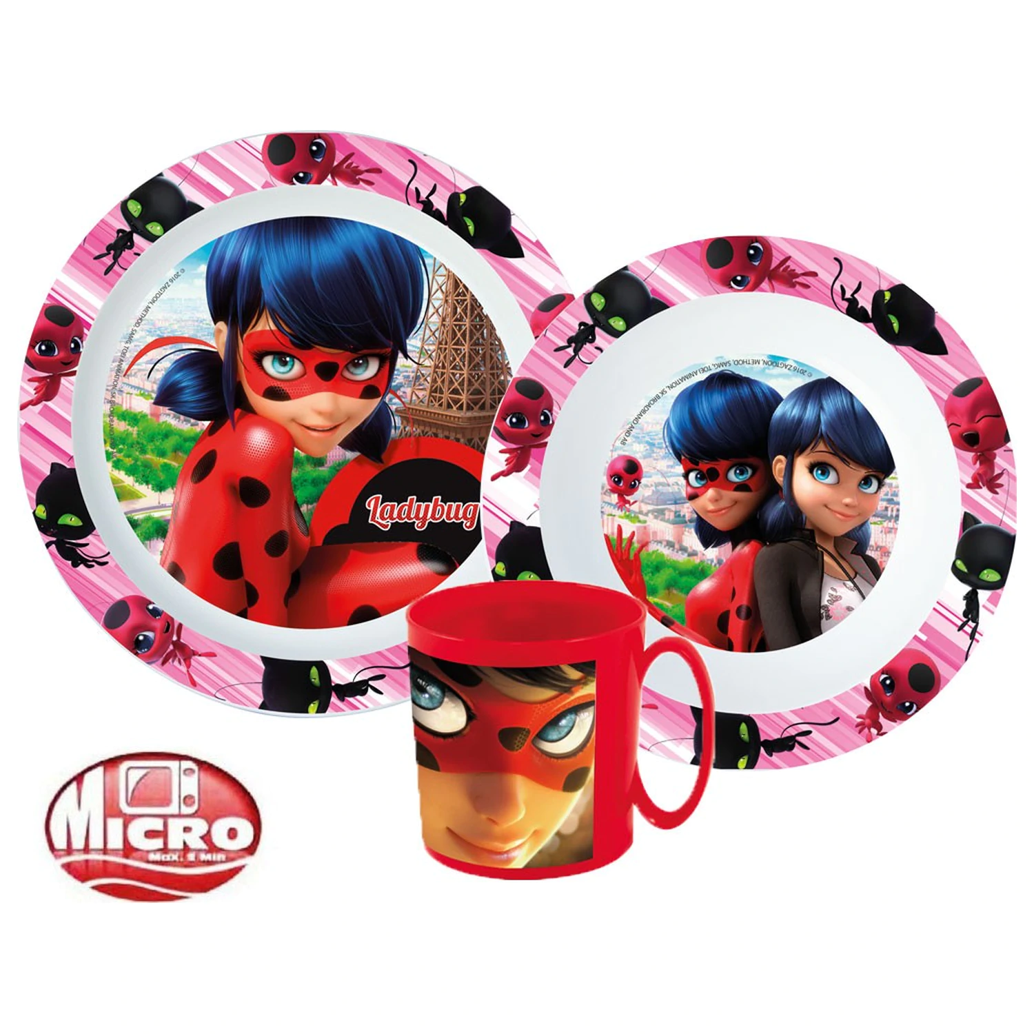 Miraculous: Tales of Ladybug & Cat Noir Adventures Heroes Set tacamuri, Set micro plastic cu cana poza produsului