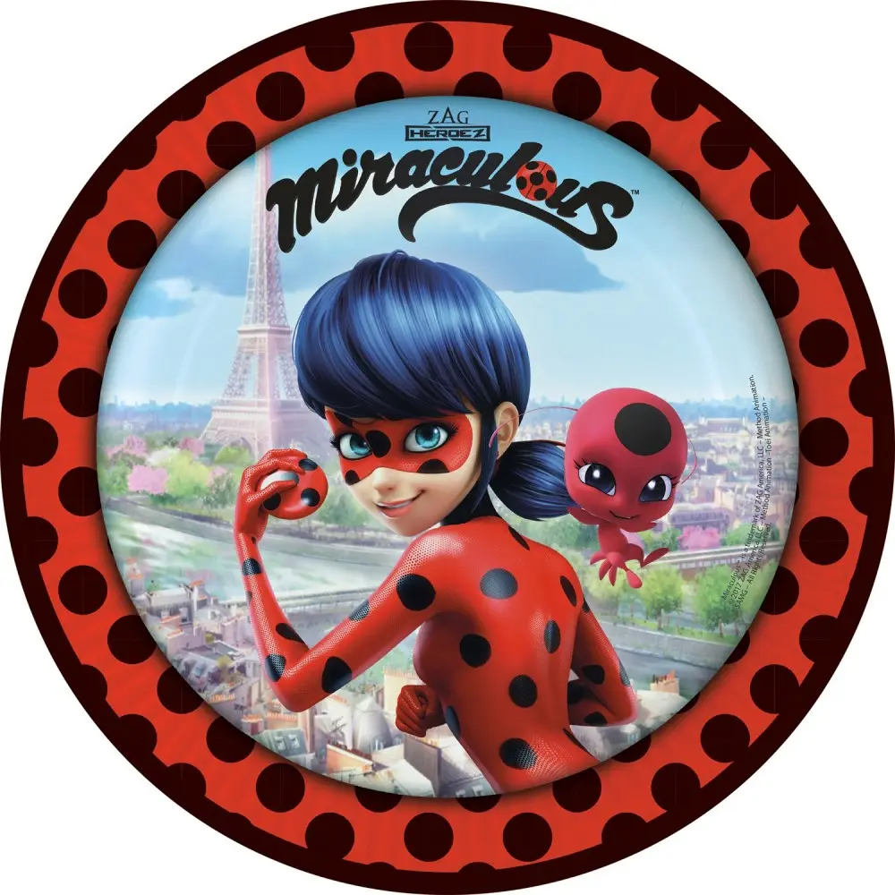 Miraculous Ladybug and Cat Noir Adventures farfurii de hârtie pachet de 8, 23 cm poza produsului