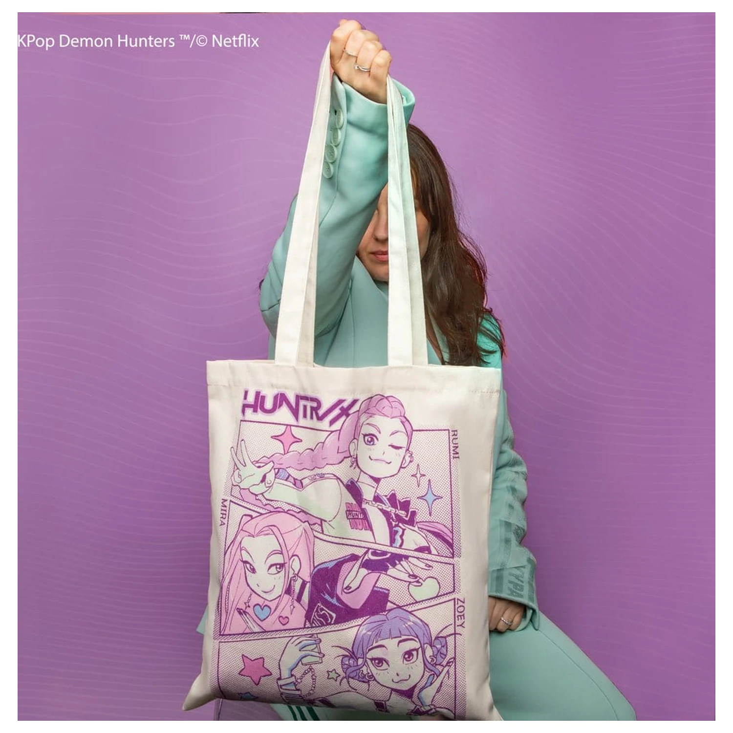 KPop Demon Hunters Tote Bag A battle for the fans Geanta din pânză cu lupta pentru fani poza produsului