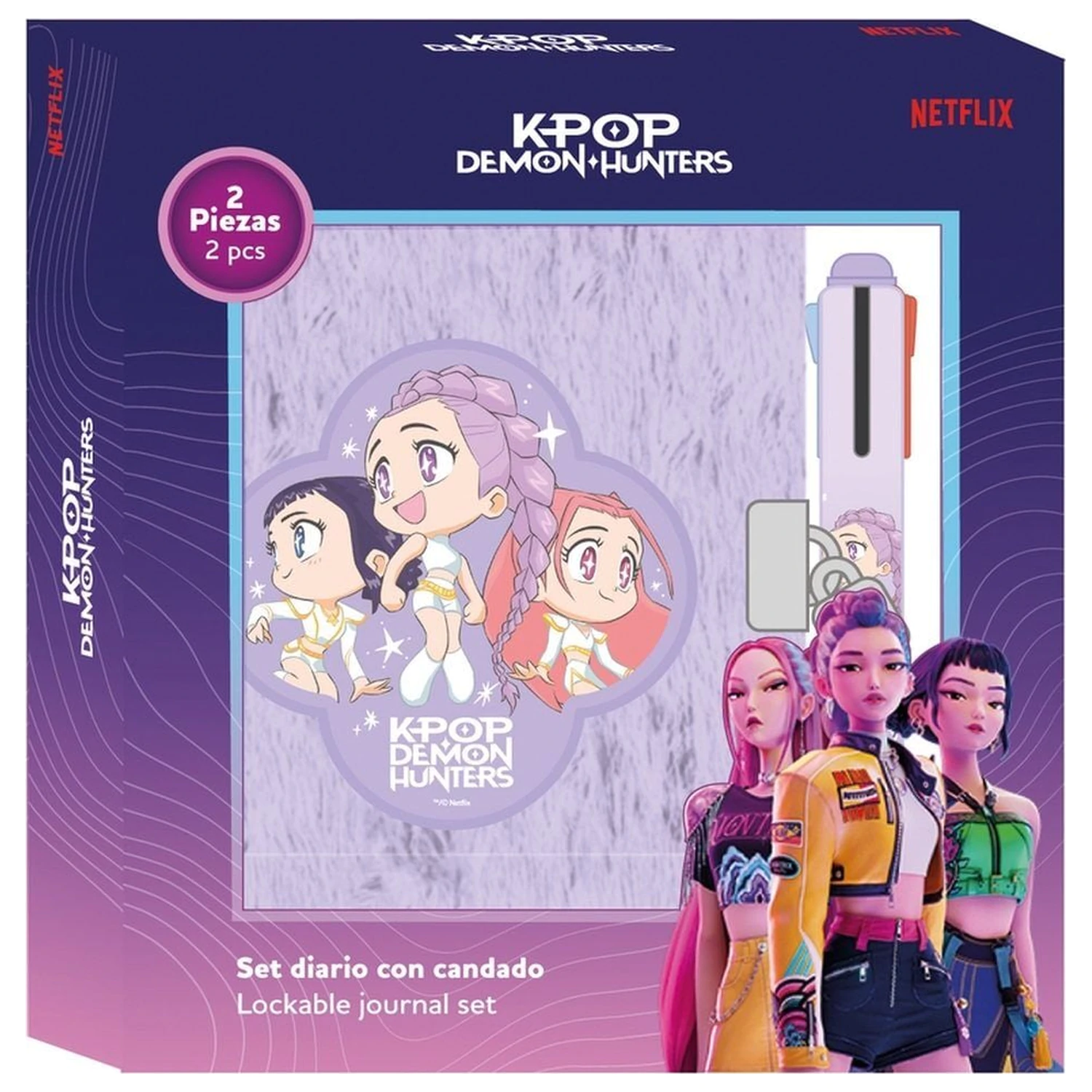 Kpop Demon Hunters Chibi set de agendă + pix cu 4 culori poza produsului