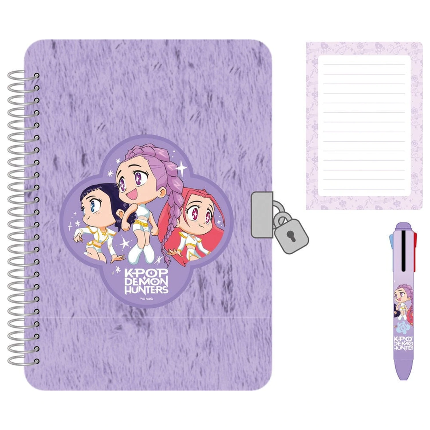 Kpop Demon Hunters Chibi set de agendă + pix cu 4 culori poza produsului