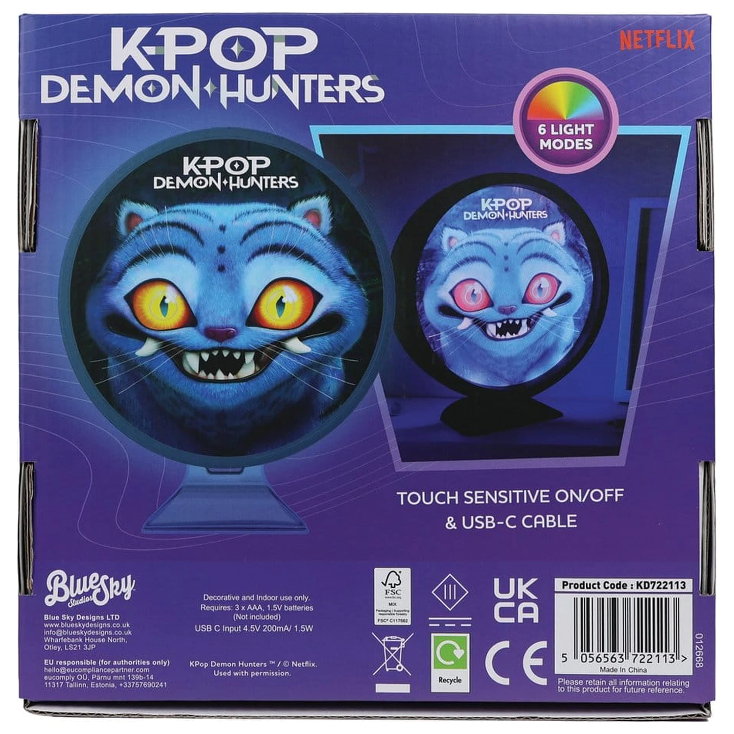 KPop Demon Hunters Lampă de atmosferă cu USB-C Derpy 11cm poza produsului