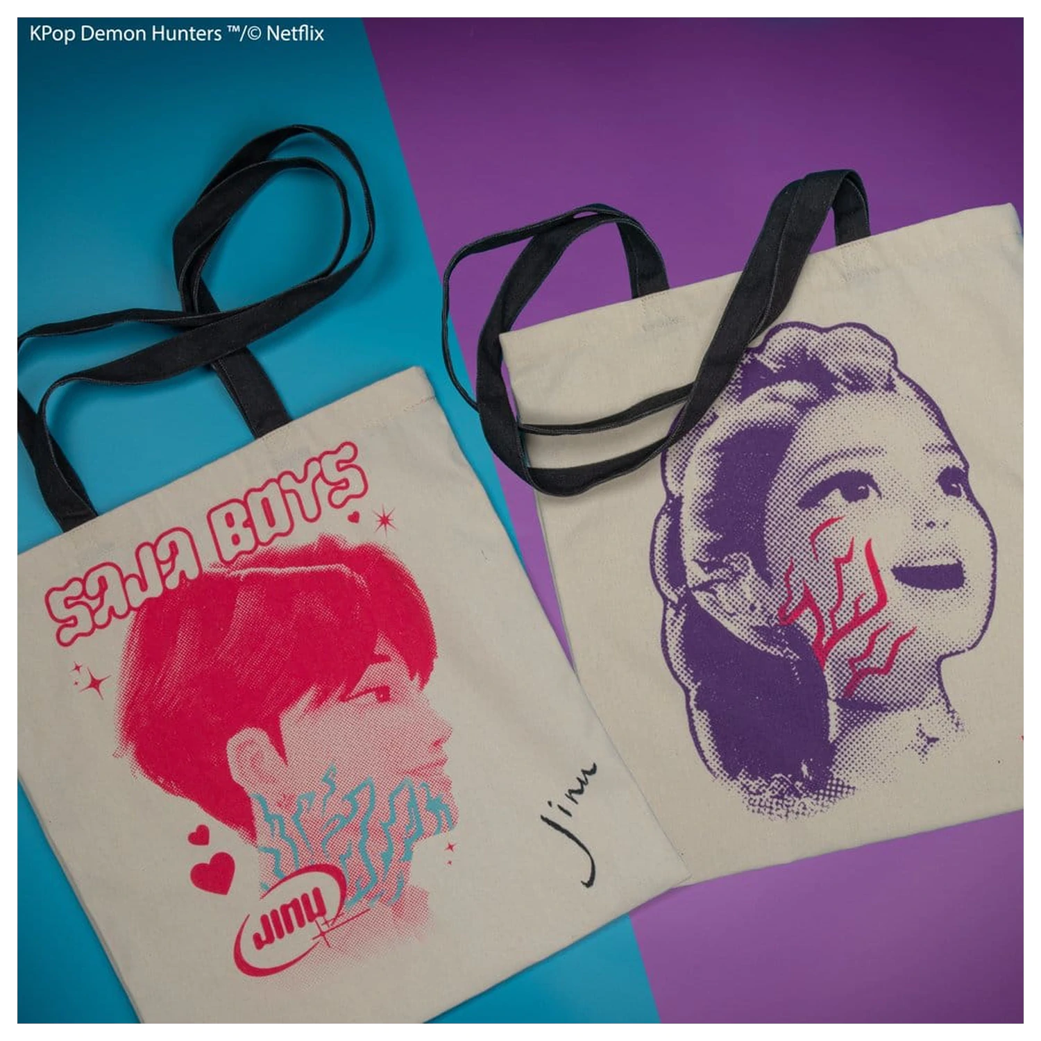 KPop Demon Hunters Tote Bag Rumi si Jinu poza produsului