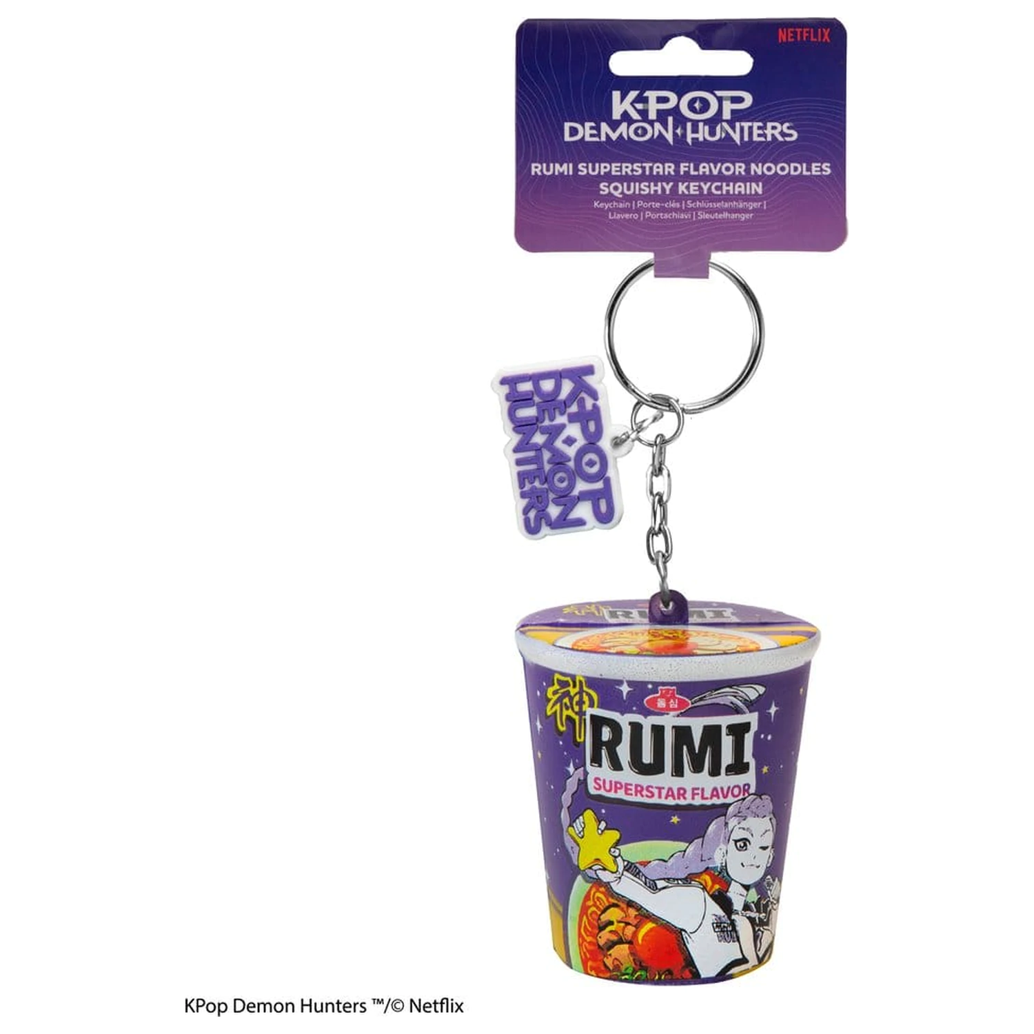 KPop Demon Hunters Squishy Keychain Rumi Superstar Flavor Noodles poza produsului