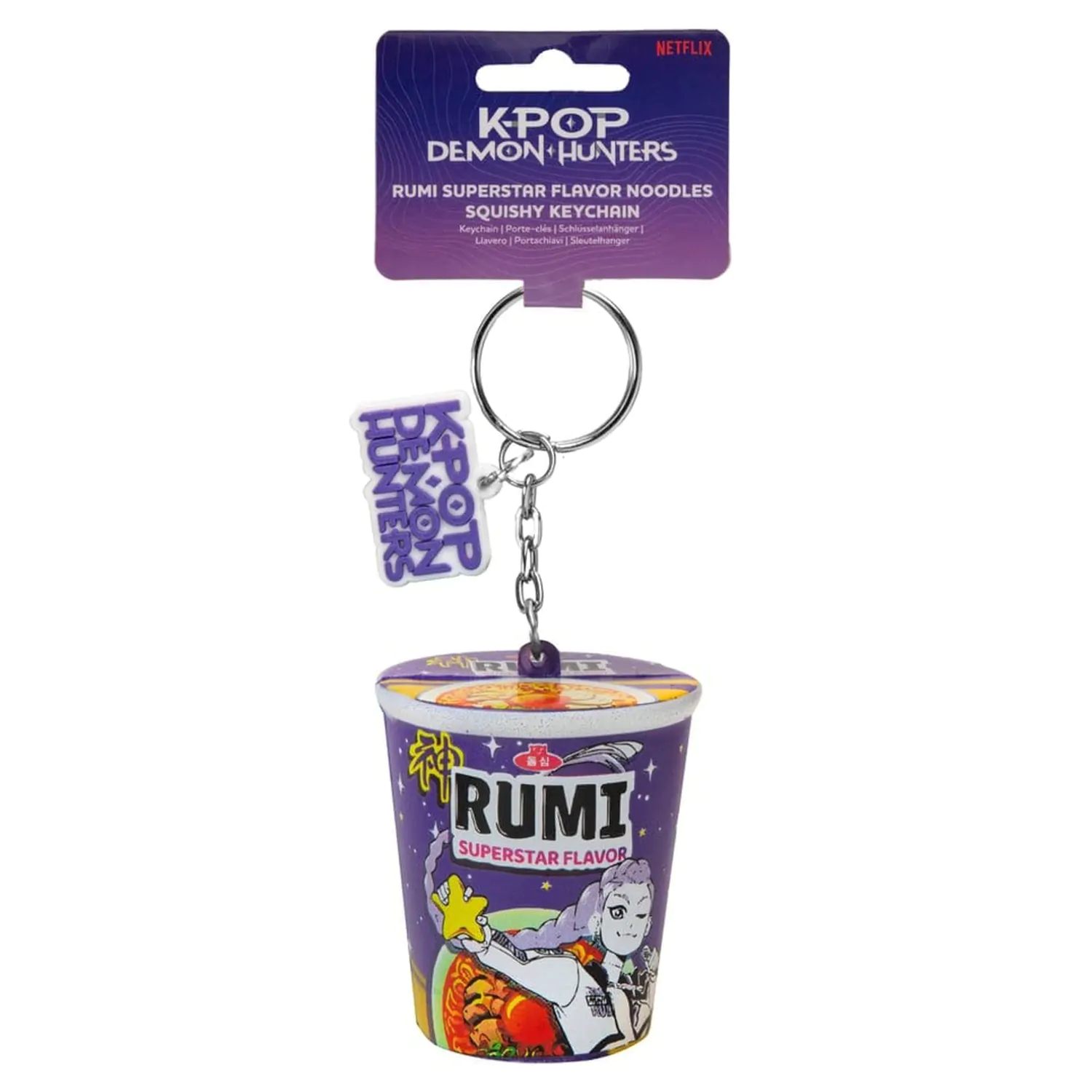 KPop Demon Hunters Squishy Keychain Rumi Superstar Flavor Noodles poza produsului