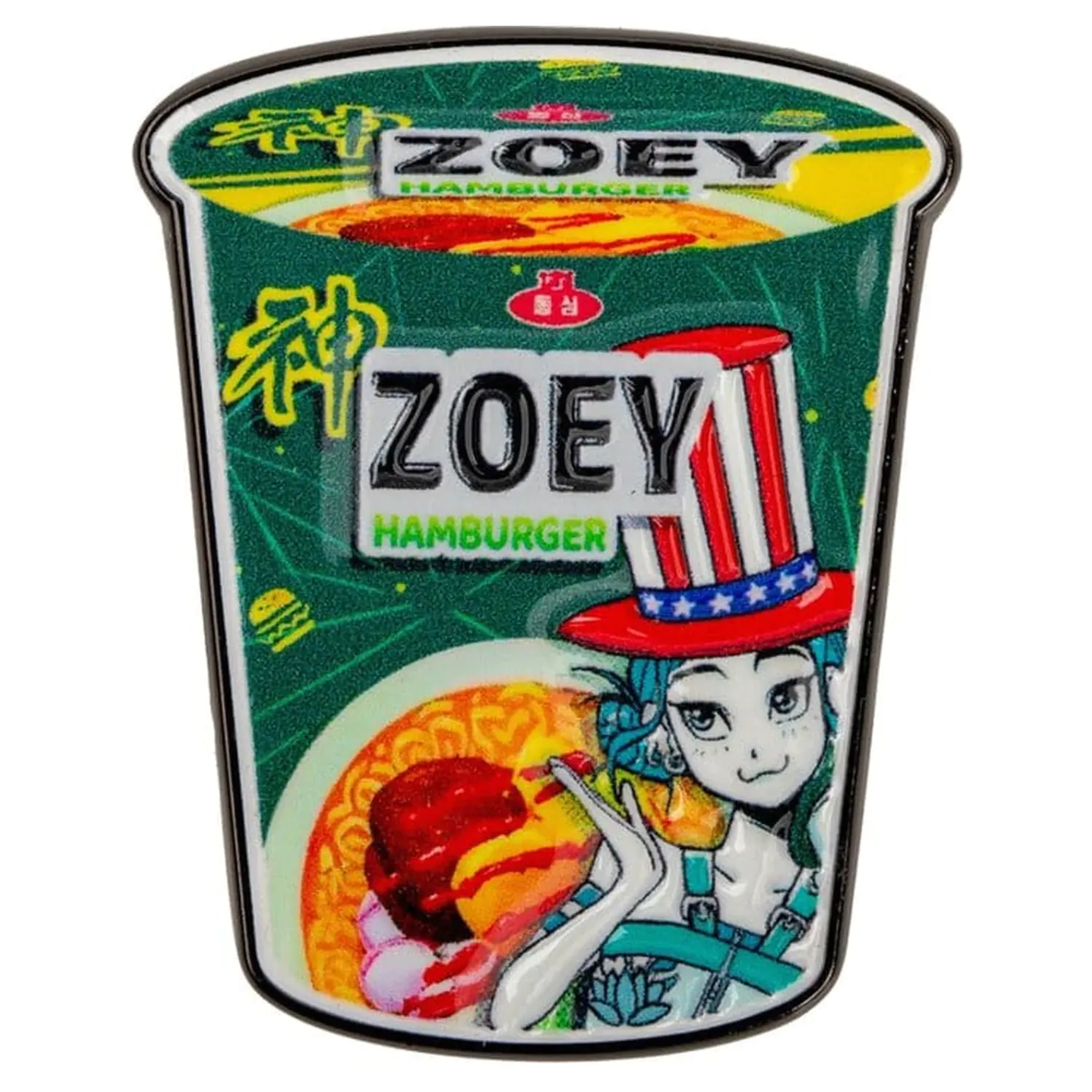 KPop Demon Hunters Pin Zoey Hamburger Noodles poza produsului
