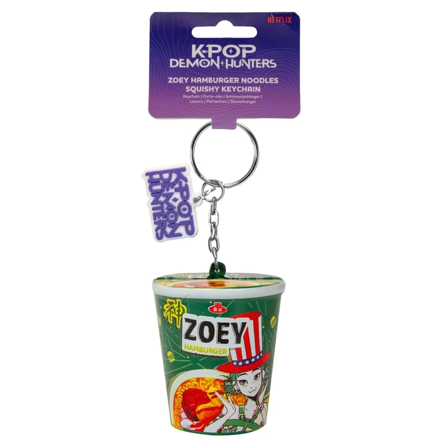 KPop Demon Hunters Breloc Squishy Zoey Hamburger Noodles poza produsului