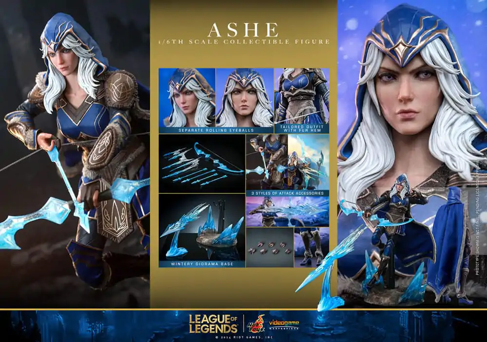 League of Legends Figurina de acțiune de capodoperă Joc Video 1/6 Ashe 28 cm poza produsului