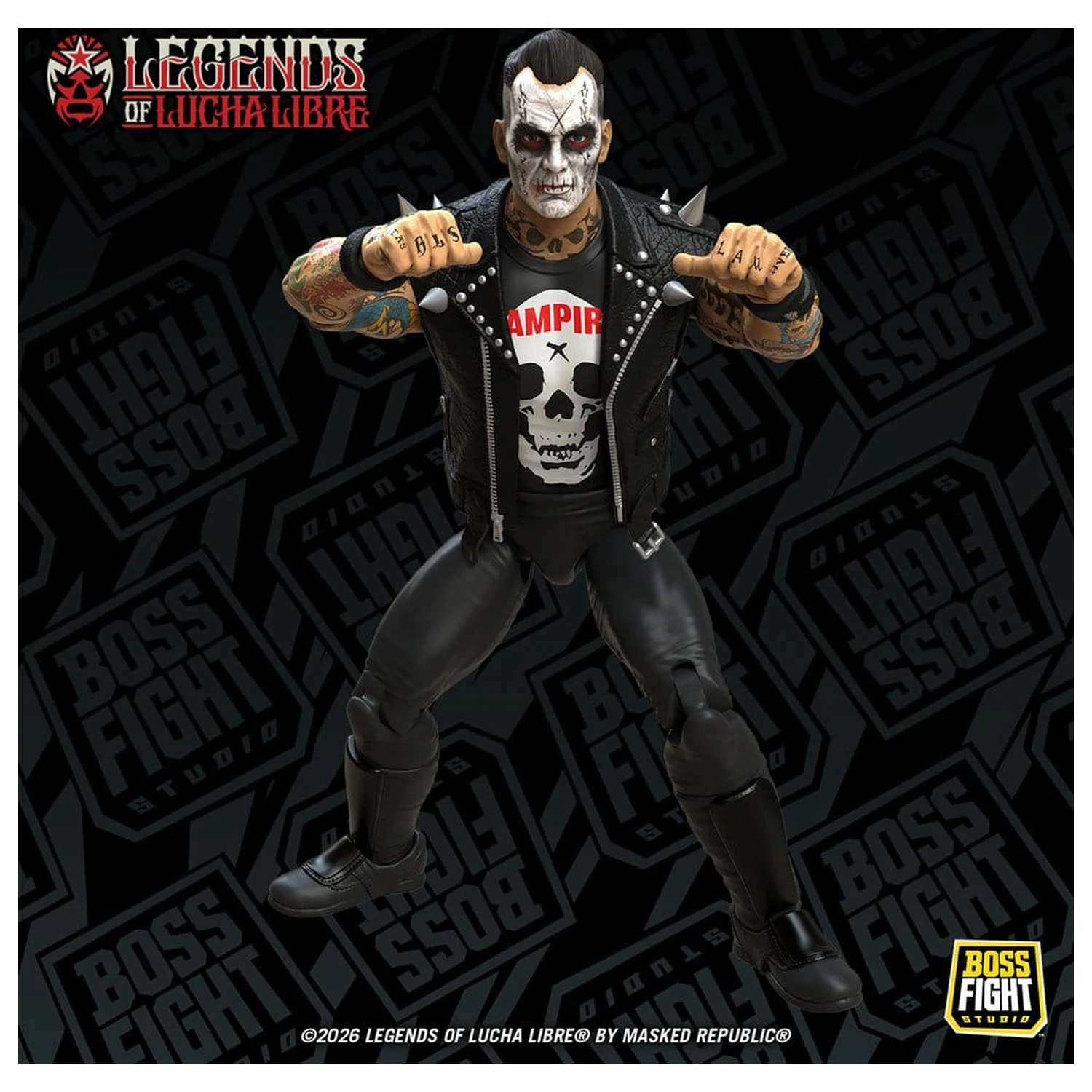 Figurina de actiune Legends of Lucha Libre Fanaticos Vampiro Coffin Box Resurrected 15 cm poza produsului