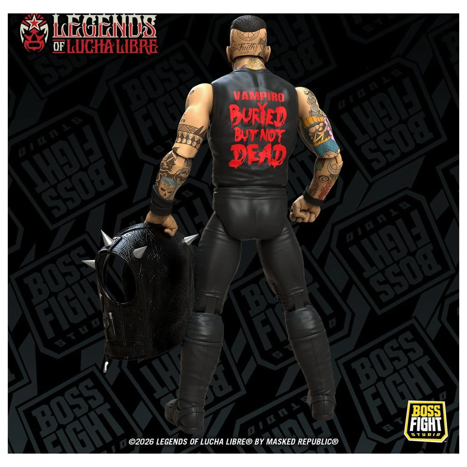 Figurina de actiune Legends of Lucha Libre Fanaticos Vampiro Coffin Box Resurrected 15 cm poza produsului
