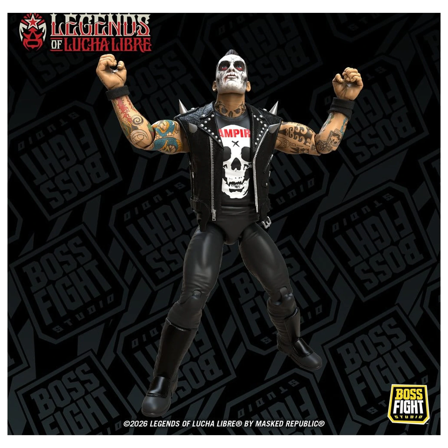 Figurina de actiune Legends of Lucha Libre Fanaticos Vampiro Coffin Box Resurrected 15 cm poza produsului