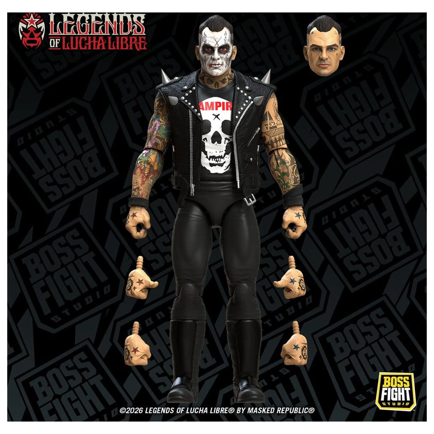 Figurina de actiune Legends of Lucha Libre Fanaticos Vampiro Coffin Box Resurrected 15 cm poza produsului