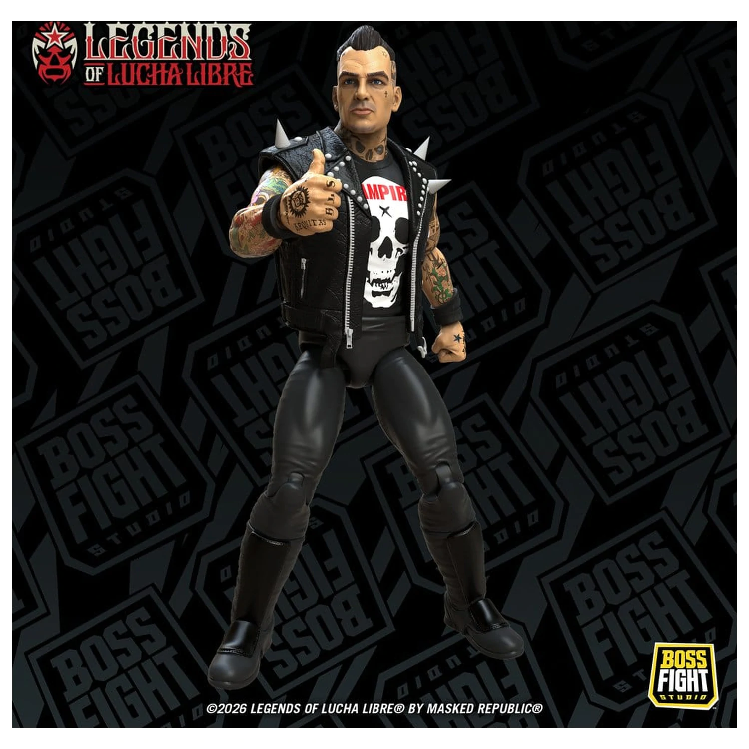 Figurina de actiune Legends of Lucha Libre Fanaticos Vampiro Coffin Box Resurrected 15 cm poza produsului