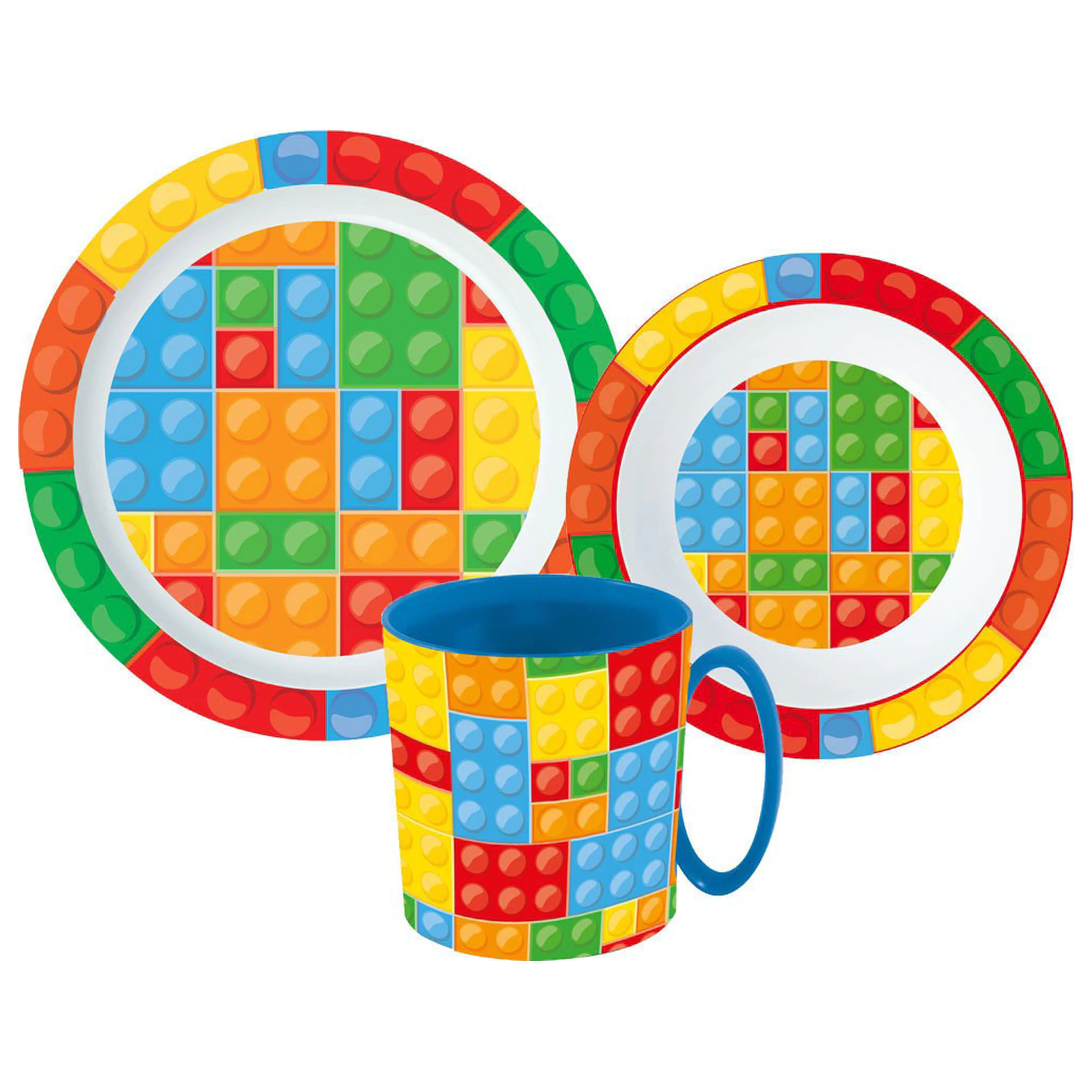Lego Pattern Bricks Set vesela de masa, Set Micro Plastic cu cana 350 ml poza produsului