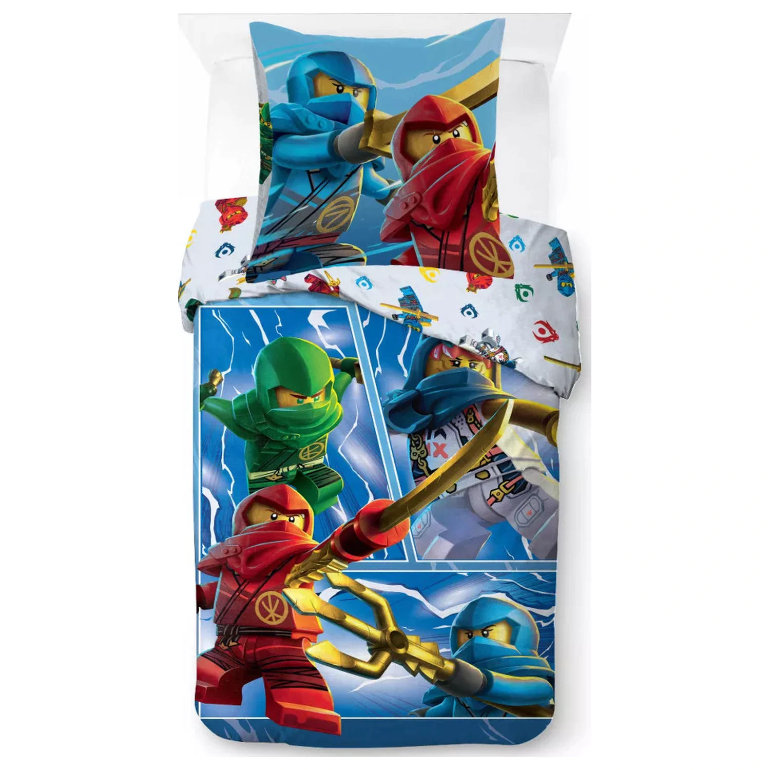 Lego Ninjago Warriors husa de pilota 140x200cm, 70x90cm poza produsului