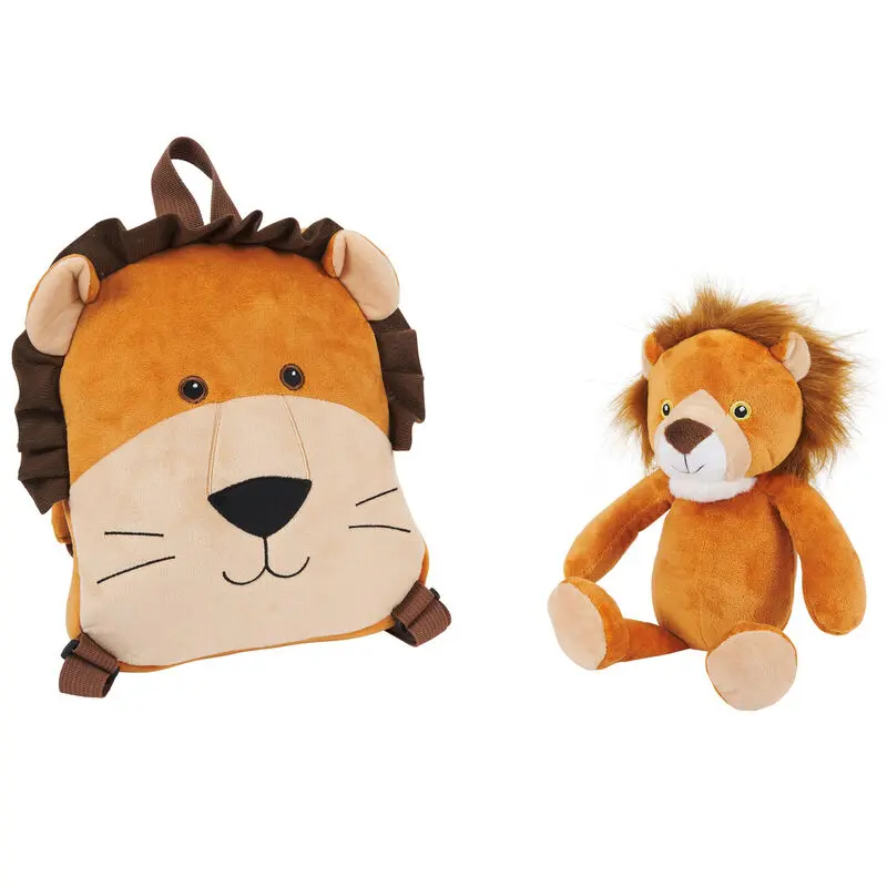 Rucsac reversibil Lenny Lion cu jucărie de pluș 25cm poza produsului