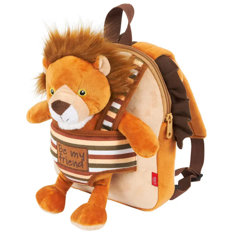 Rucsac reversibil Lenny Lion cu jucărie de pluș 25cm poza produsului