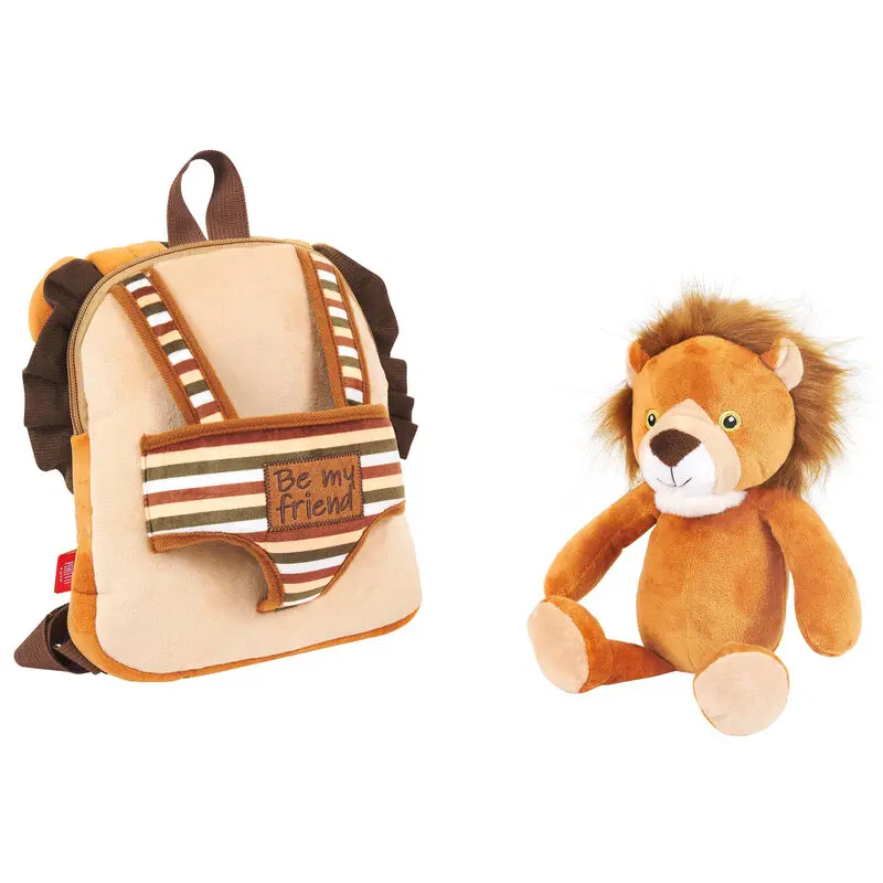 Rucsac reversibil Lenny Lion cu jucărie de pluș 25cm poza produsului