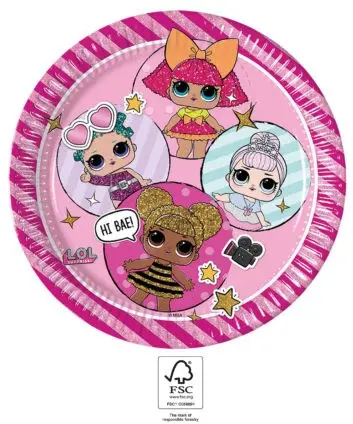 Farfurii de hârtie LOL Surprise Glitterati, pachet de 8 bucăți, 23 cm, FSC poza produsului