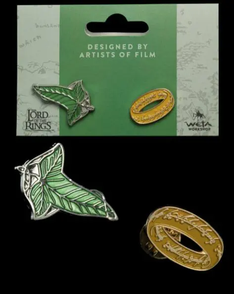 Set de 2 insigne de colecție Lord of the Rings Elfen Leaf & One Ring poza produsului