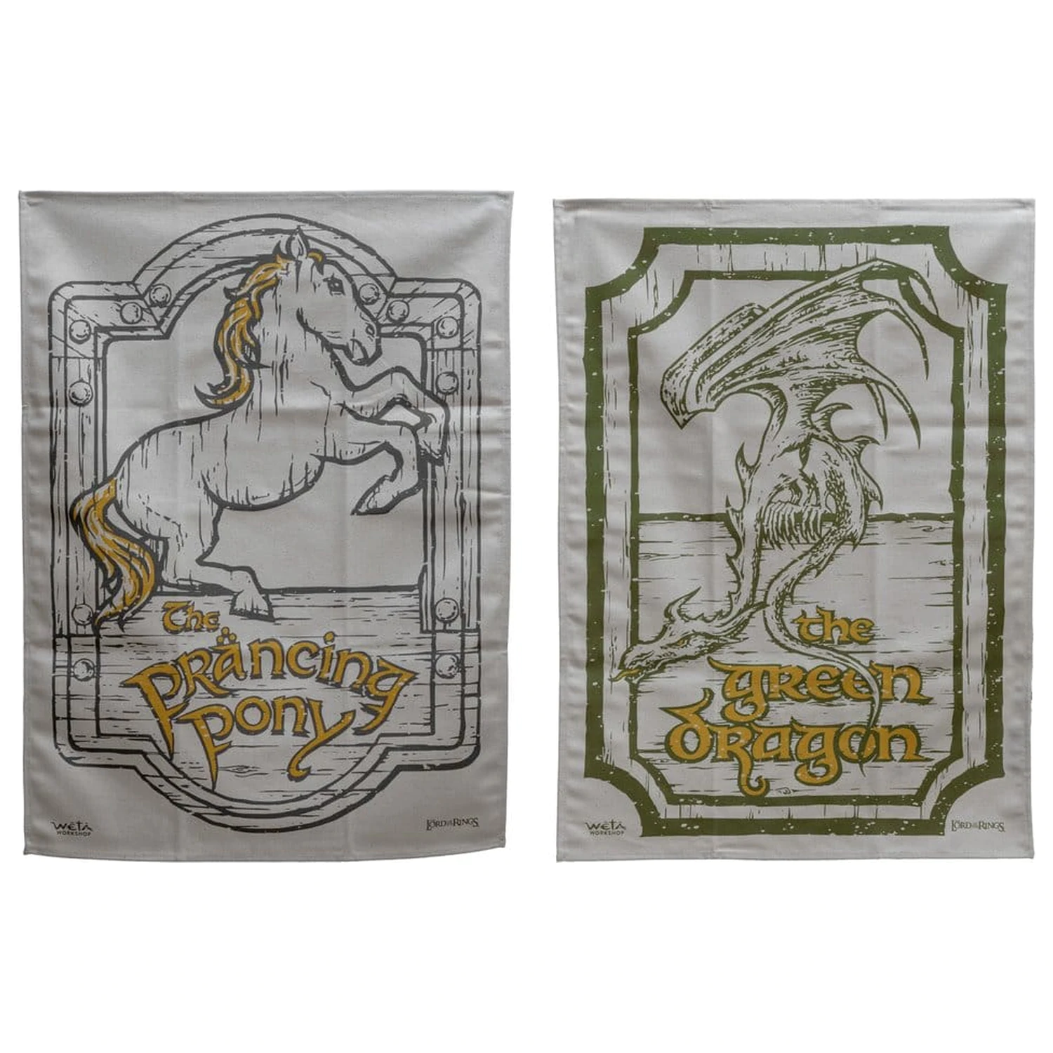 Lord of the Rings prosop de bucatarie 2-bucati Green Dragon & Prancing Pony 69 cm poza produsului