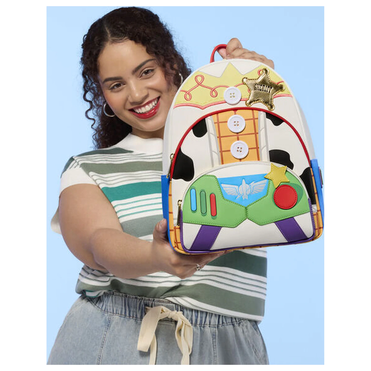 Loungefly Disney Pixar Toy Story 5 Jessie, Woody & Buzz Lightyear rucsac 31cm poza produsului