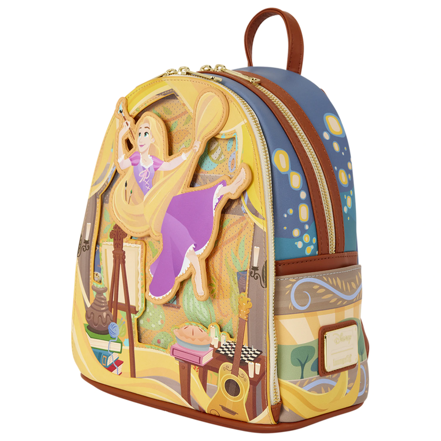Rucsac Loungefly Disney Tangled Rapunzel Glow Pin Trader 26cm poza produsului