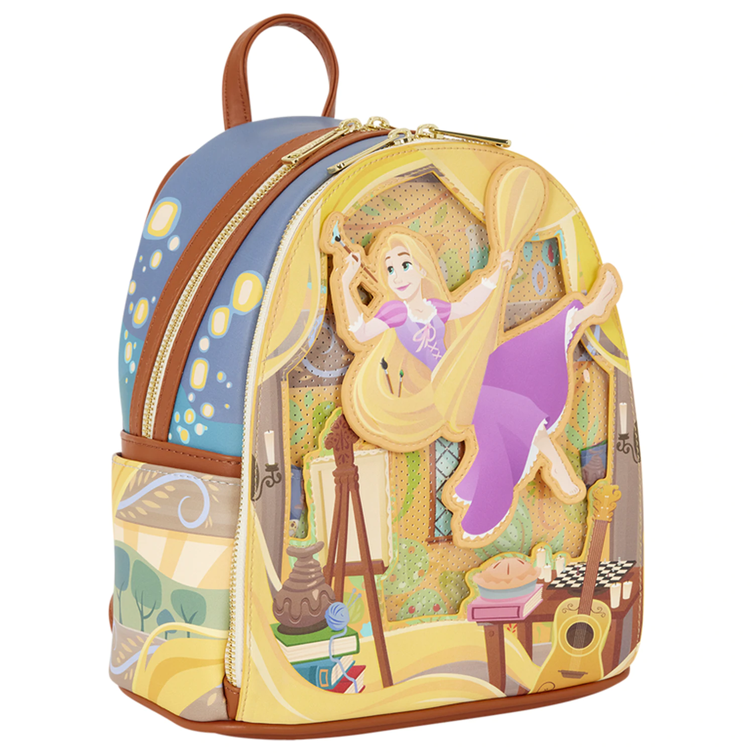 Rucsac Loungefly Disney Tangled Rapunzel Glow Pin Trader 26cm poza produsului