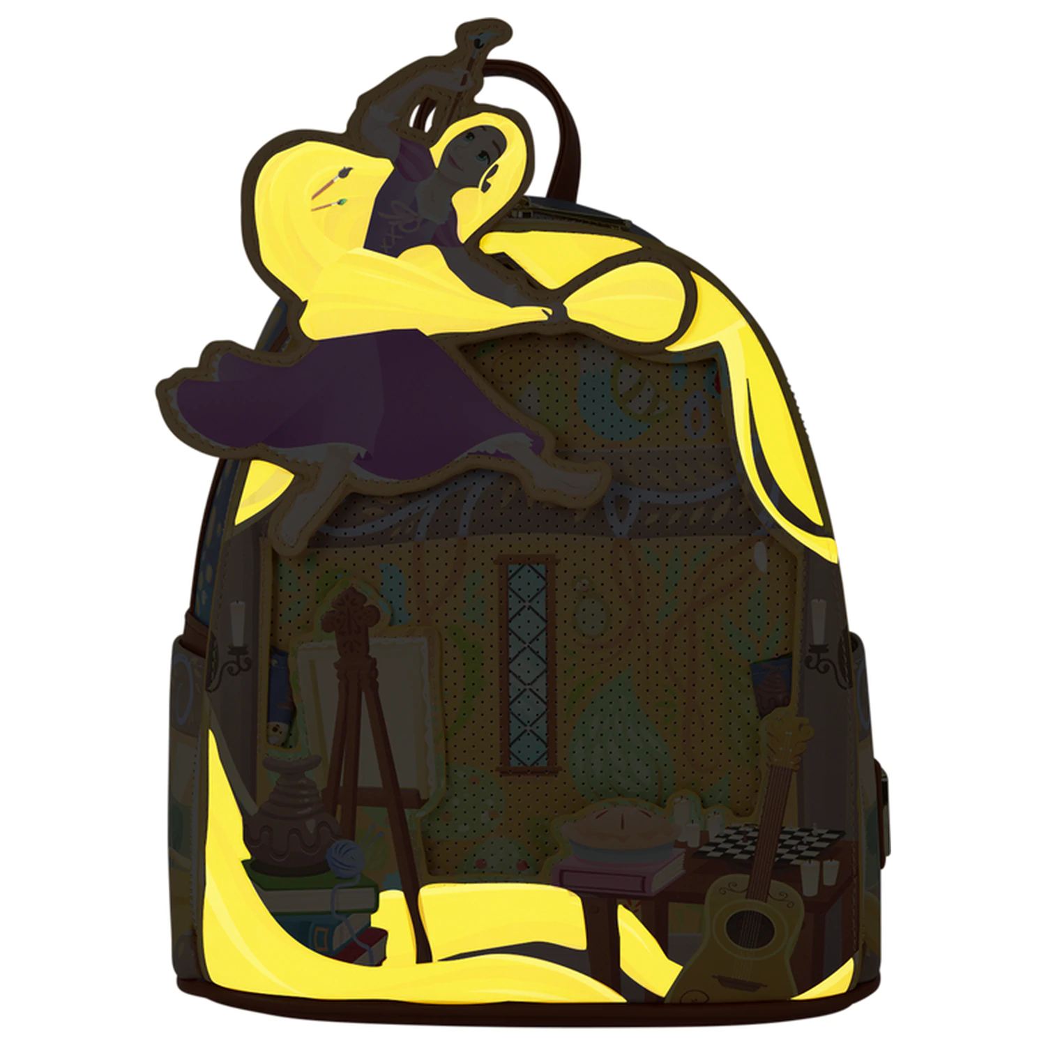 Rucsac Loungefly Disney Tangled Rapunzel Glow Pin Trader 26cm poza produsului