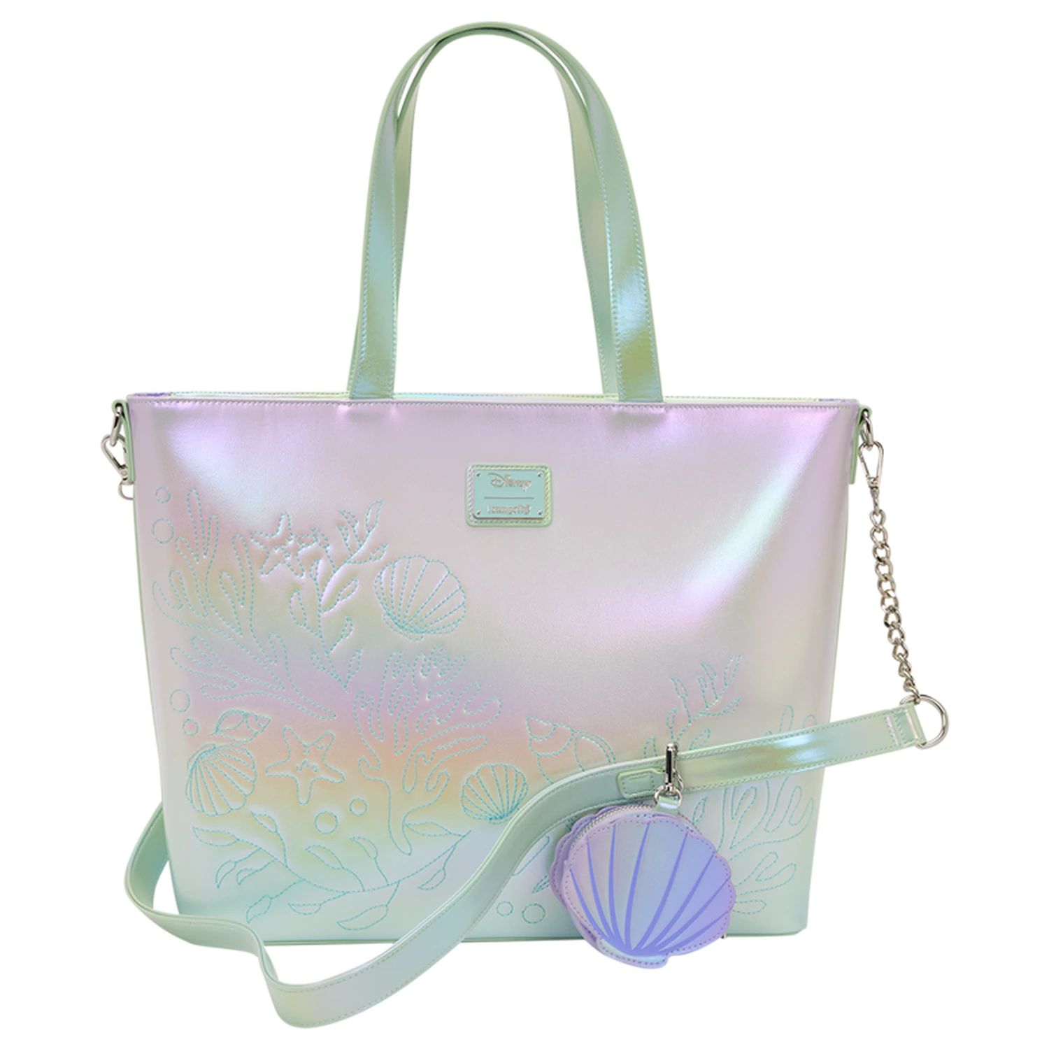 Loungefly Disney The Little Mermaid Ariel, Flounder and Sebastian geanta de cumparaturi cu portofel pentru monede poza produsului