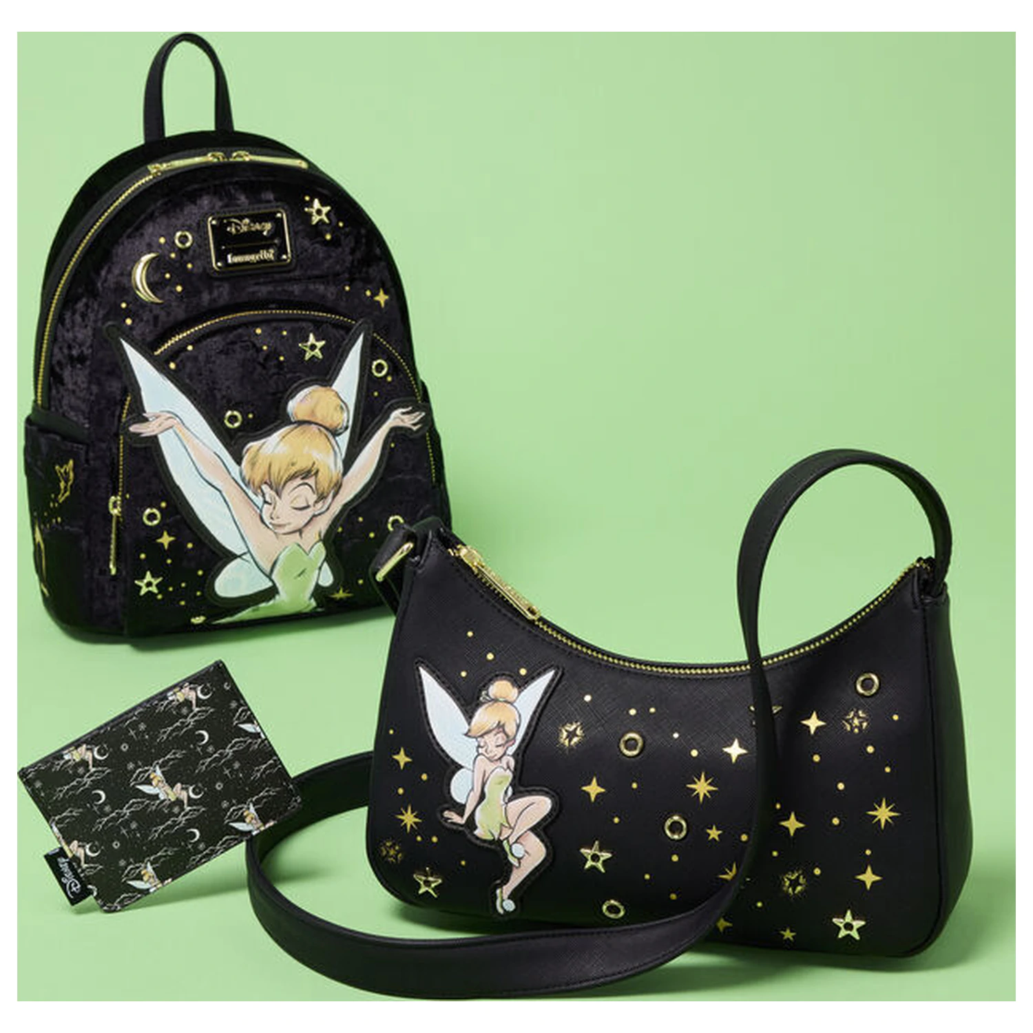 Loungefly Disney Tinker Bell Pixie Dust Velvet rucsac 26cm poza produsului