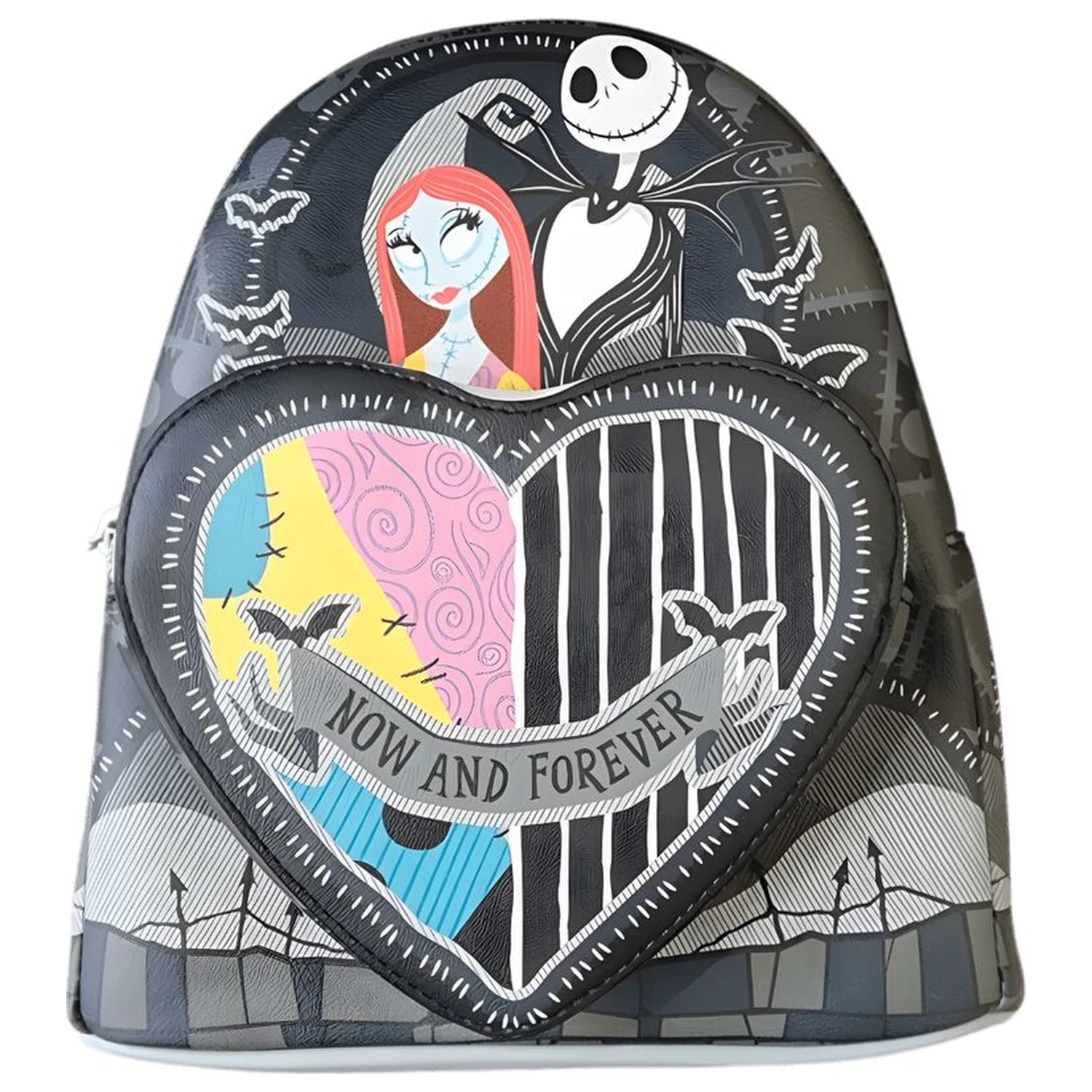 Loungefly The Nightmare Before Christmas Jack & Sally Split Heart rucsac 26cm poza produsului