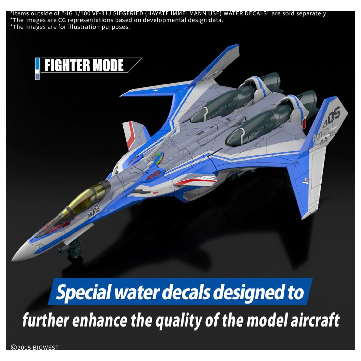 Macross HG 1/100 VF-31J Siegfried Hayate Use Water Decal -Kit de model poza produsului