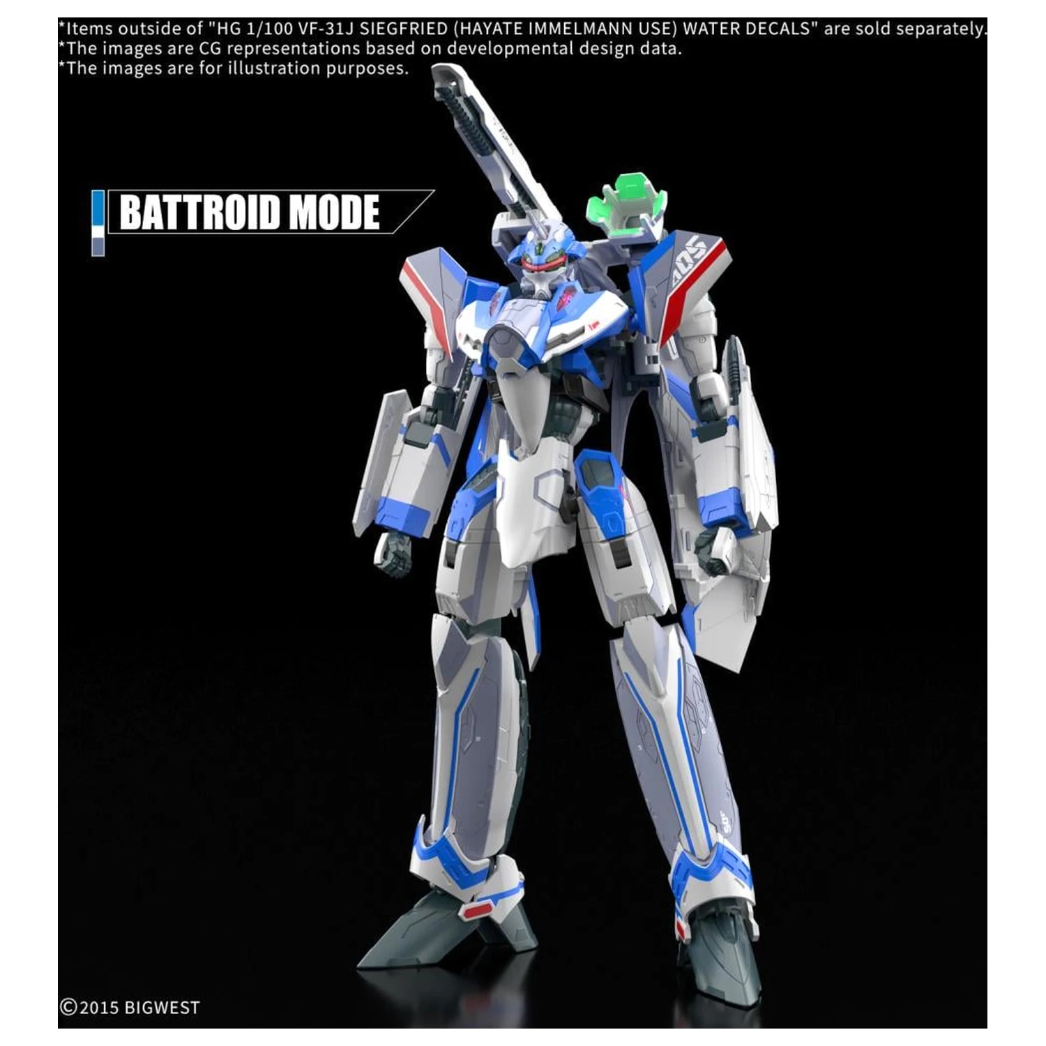 Macross HG 1/100 VF-31J Siegfried Hayate Use Water Decal -Kit de model poza produsului