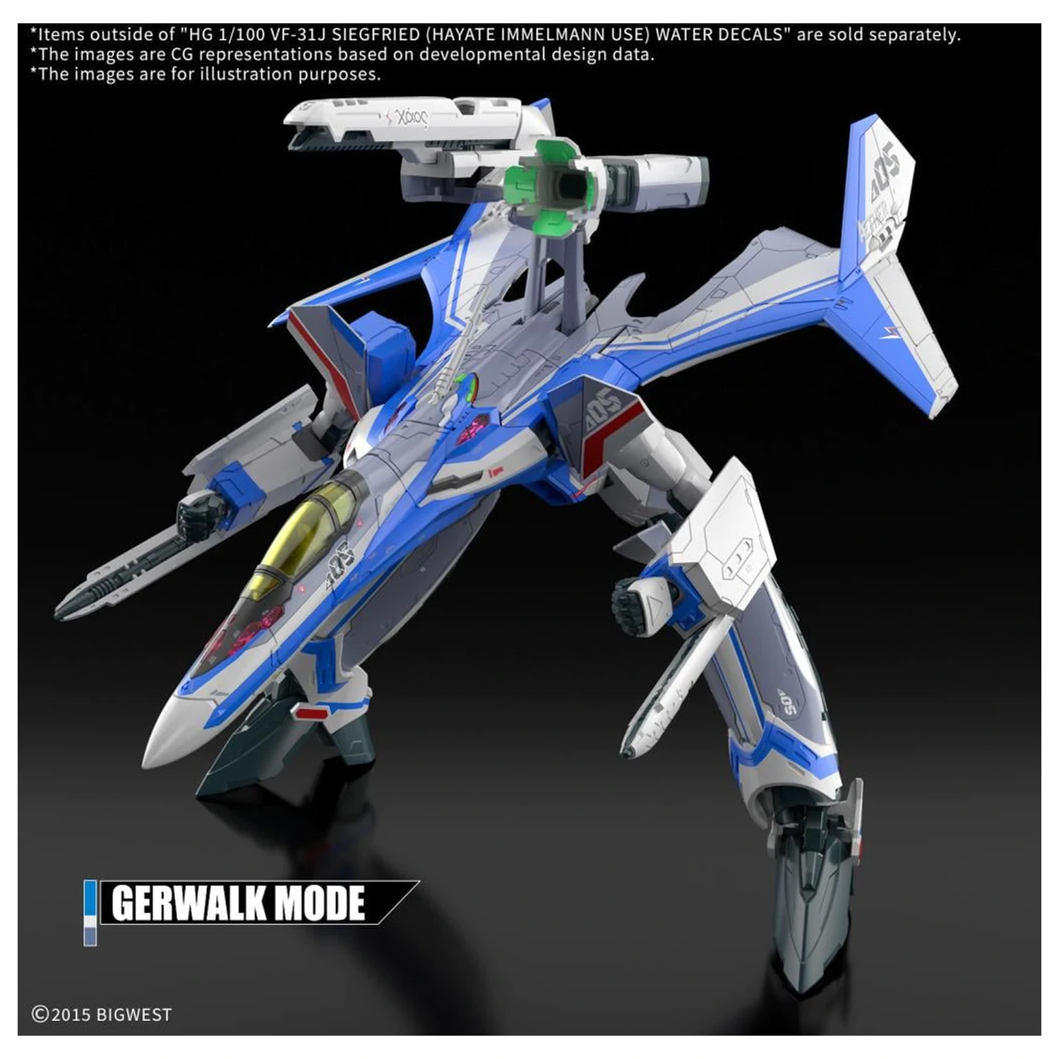 Macross HG 1/100 VF-31J Siegfried Hayate Use Water Decal -Kit de model poza produsului