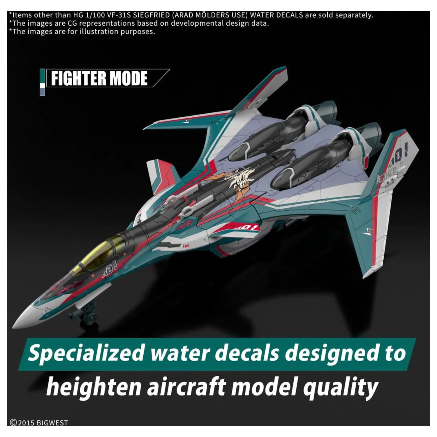 Macross HG 1/100 VF-31S Siegfried Water Decals Set de model poza produsului