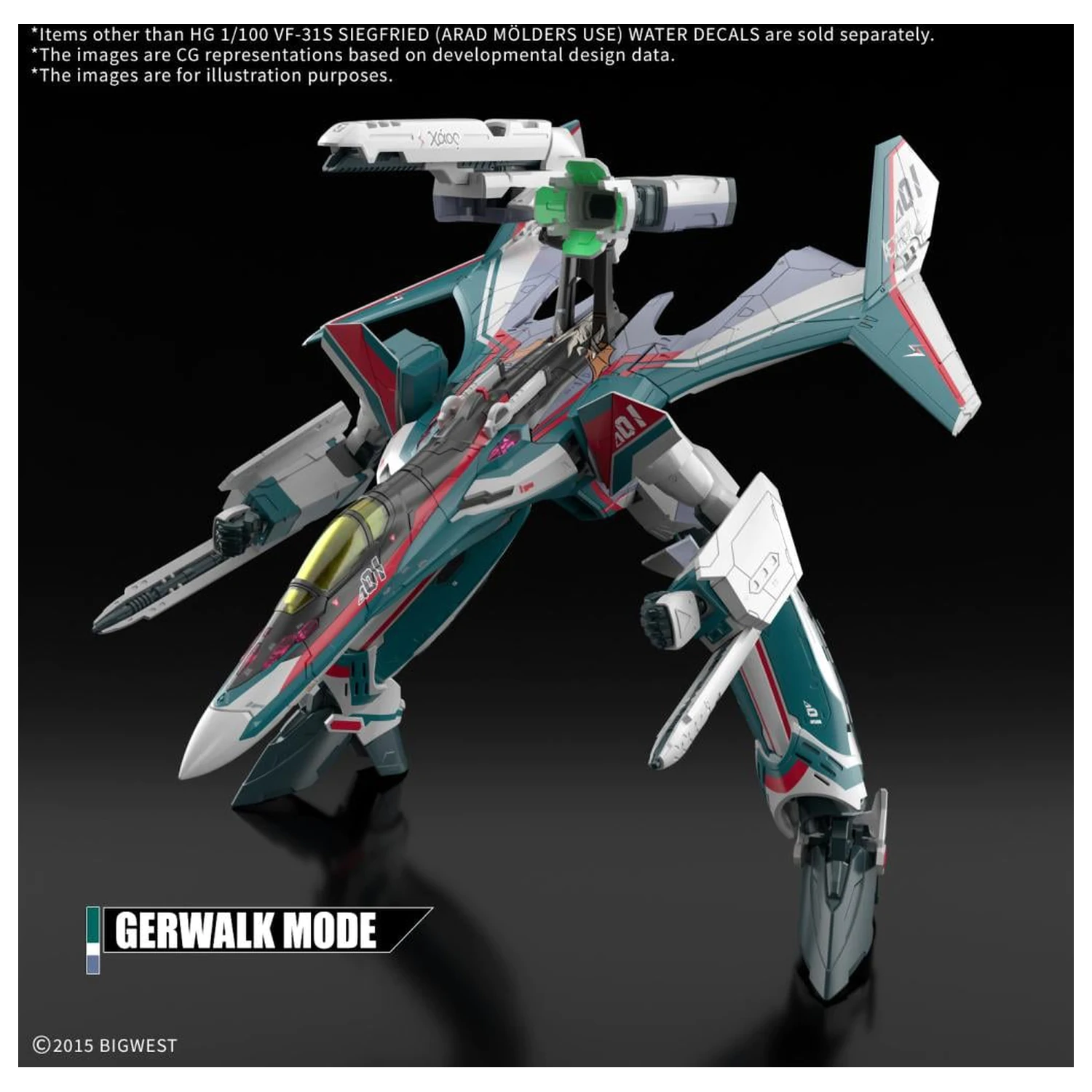 Macross HG 1/100 VF-31S Siegfried Water Decals Set de model poza produsului